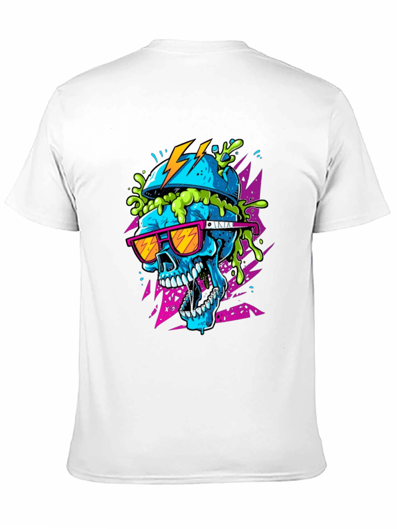 Neon Skull Graphic Tee - Black