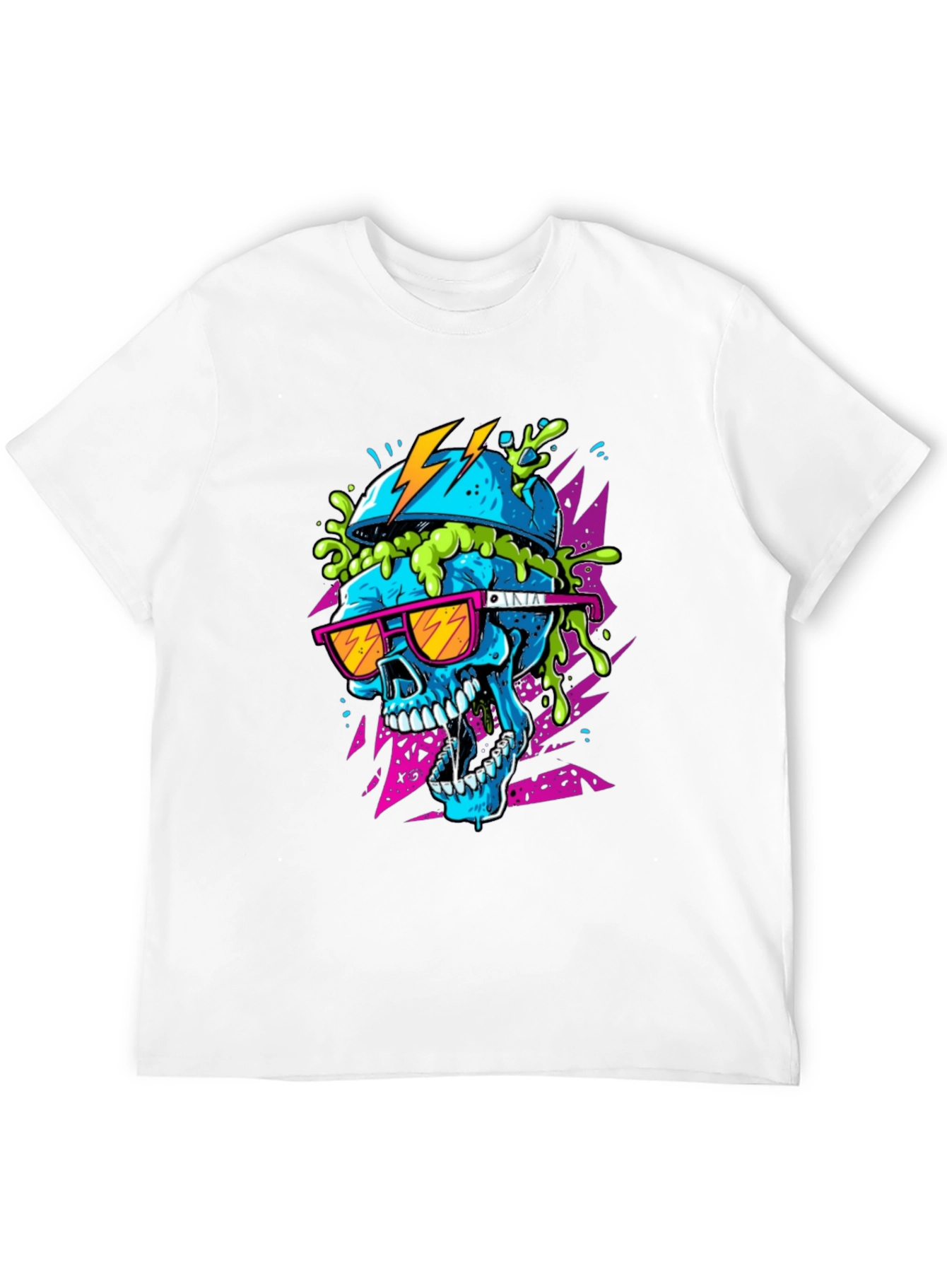 Neon Skull Graphic Tee - Black