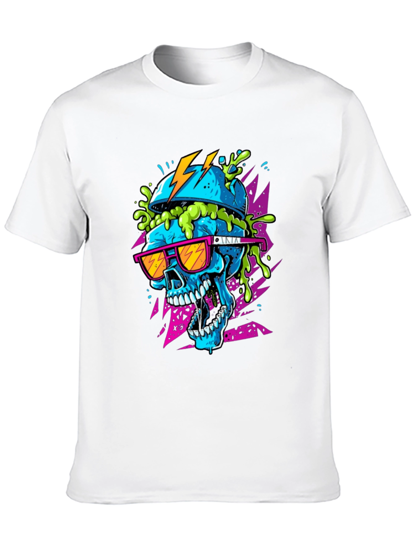 Neon Skull Graphic Tee - Black