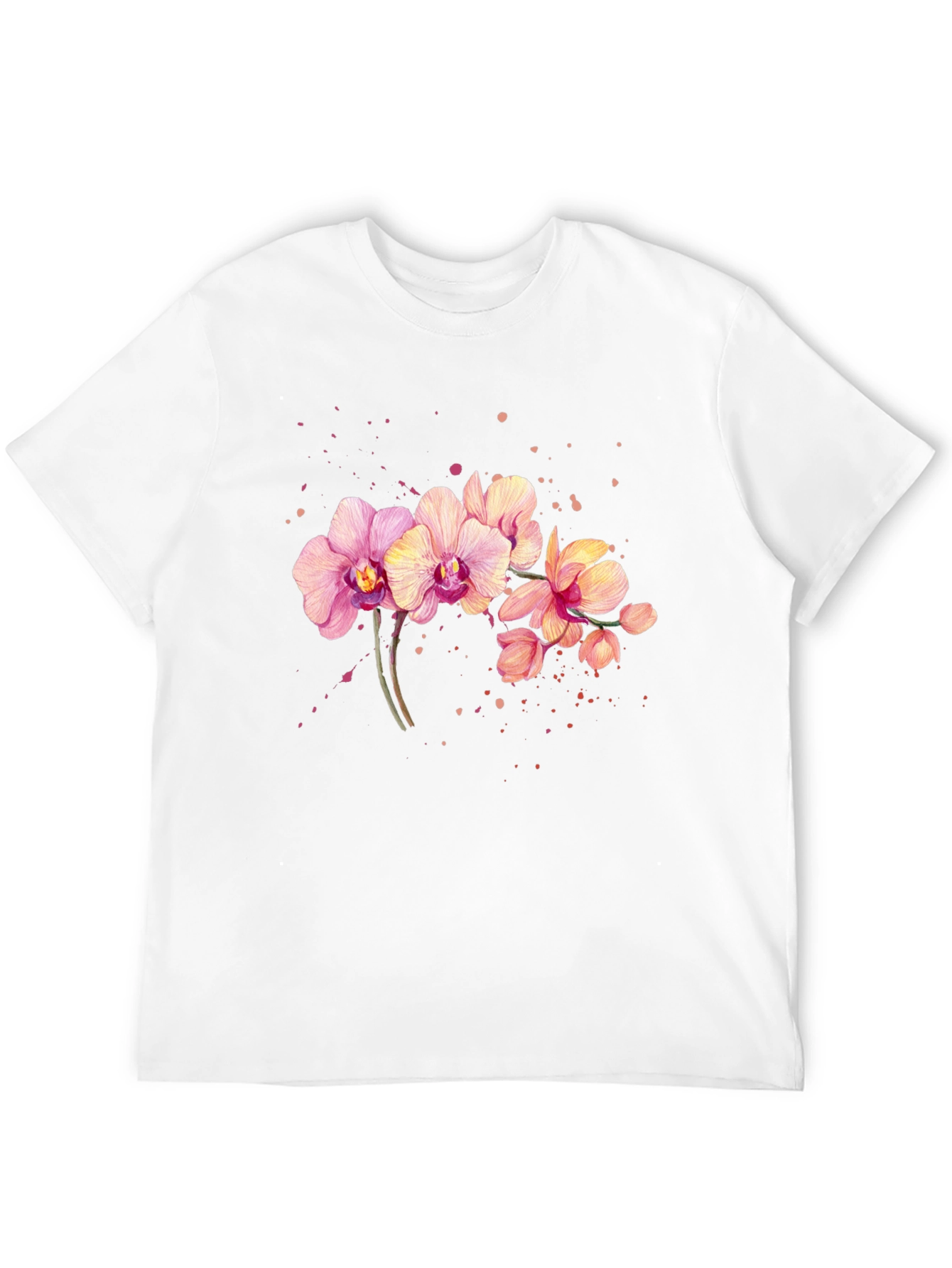 Orchid Floral Print Black T-Shirt