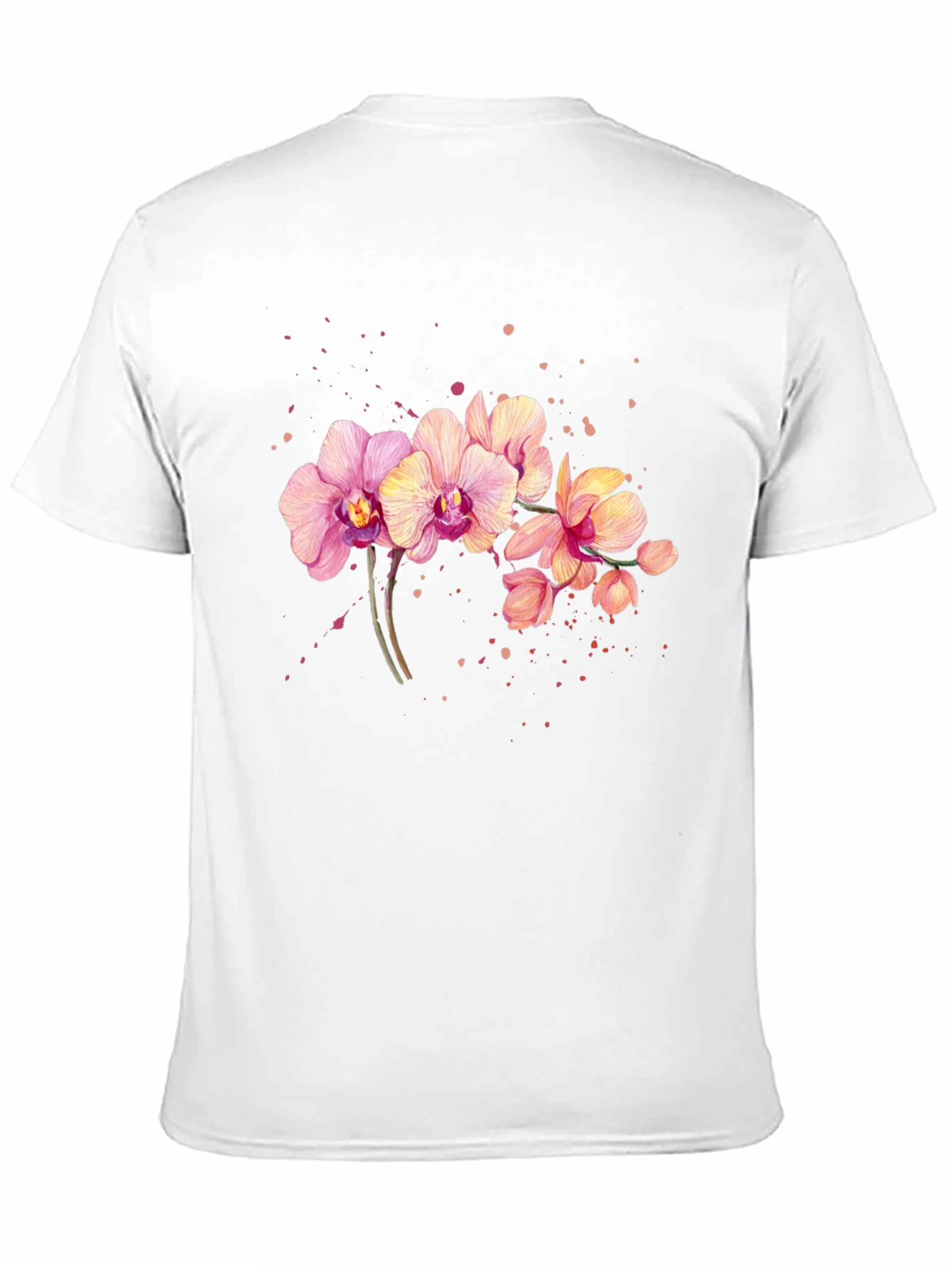 Orchid Floral Print Black T-Shirt
