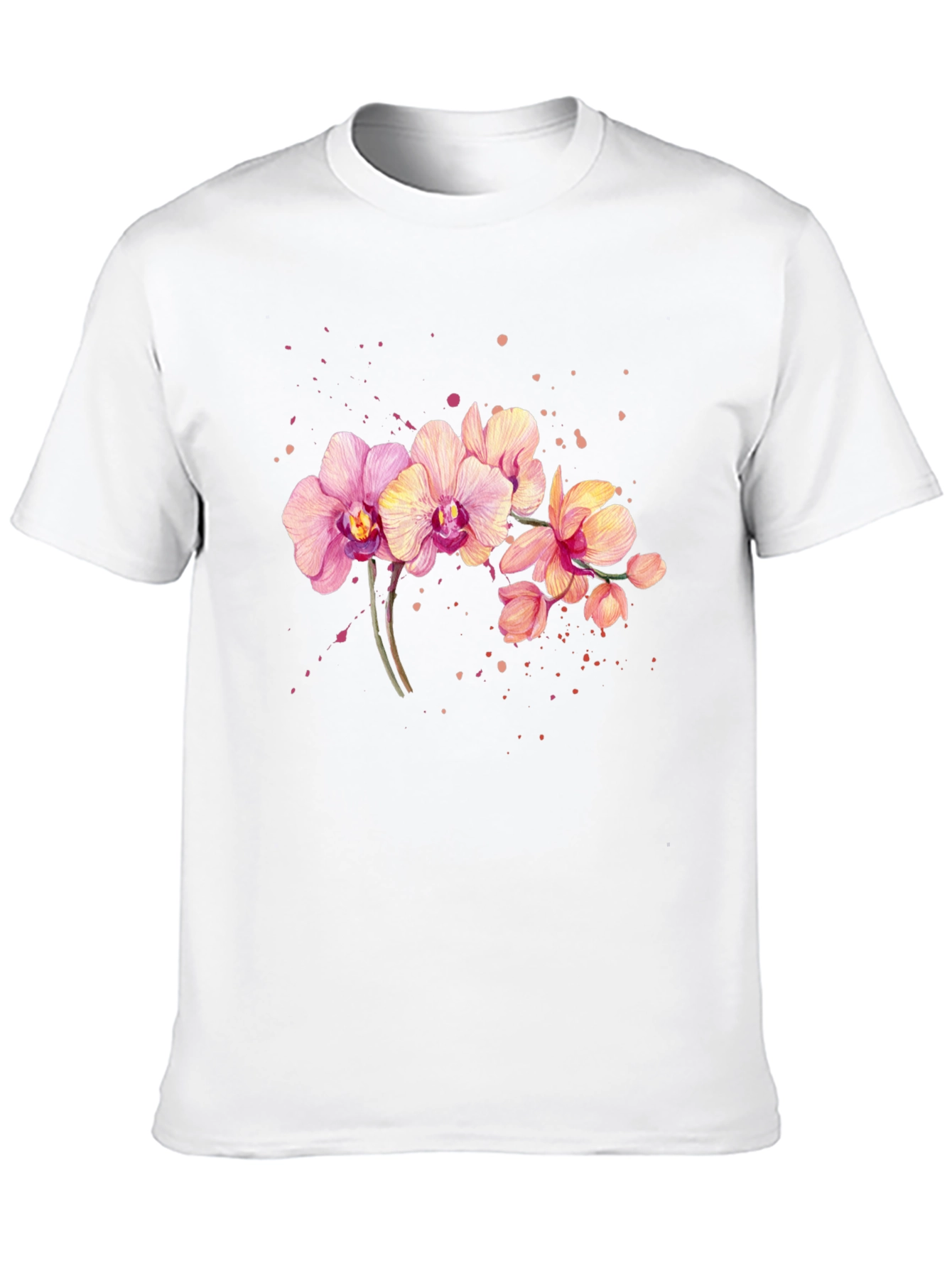 Orchid Floral Print Black T-Shirt