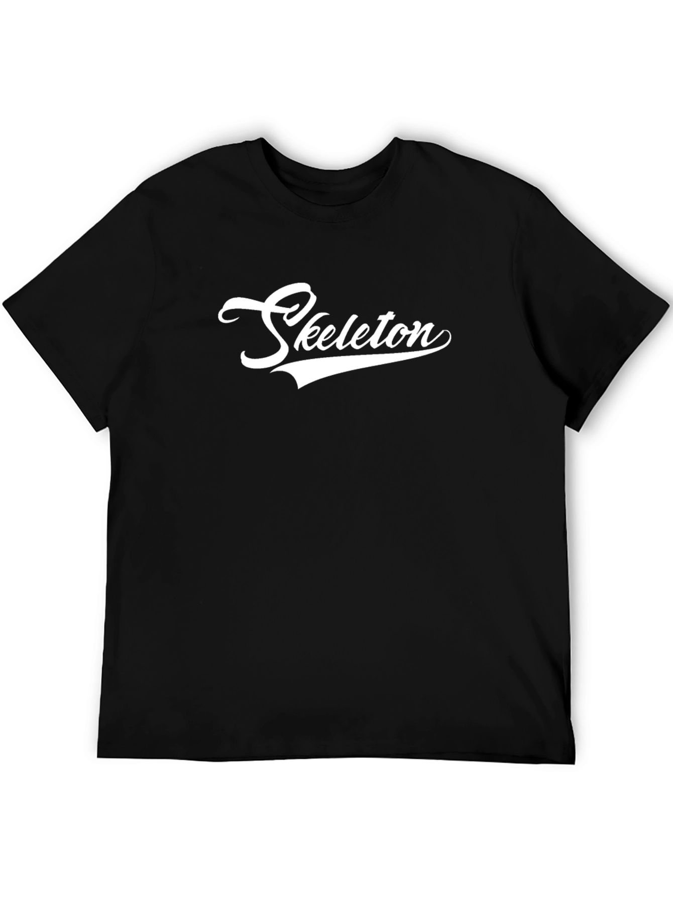 Black T-Shirt with White Skeleton Script