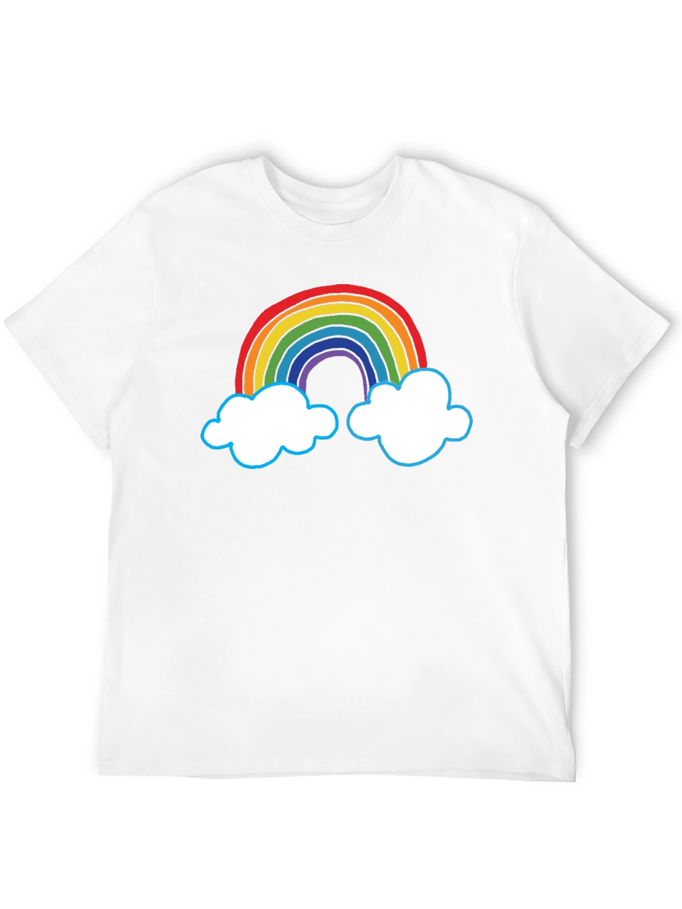 Rainbow Cloud Graphic Tee - Black Cotton T-Shirt