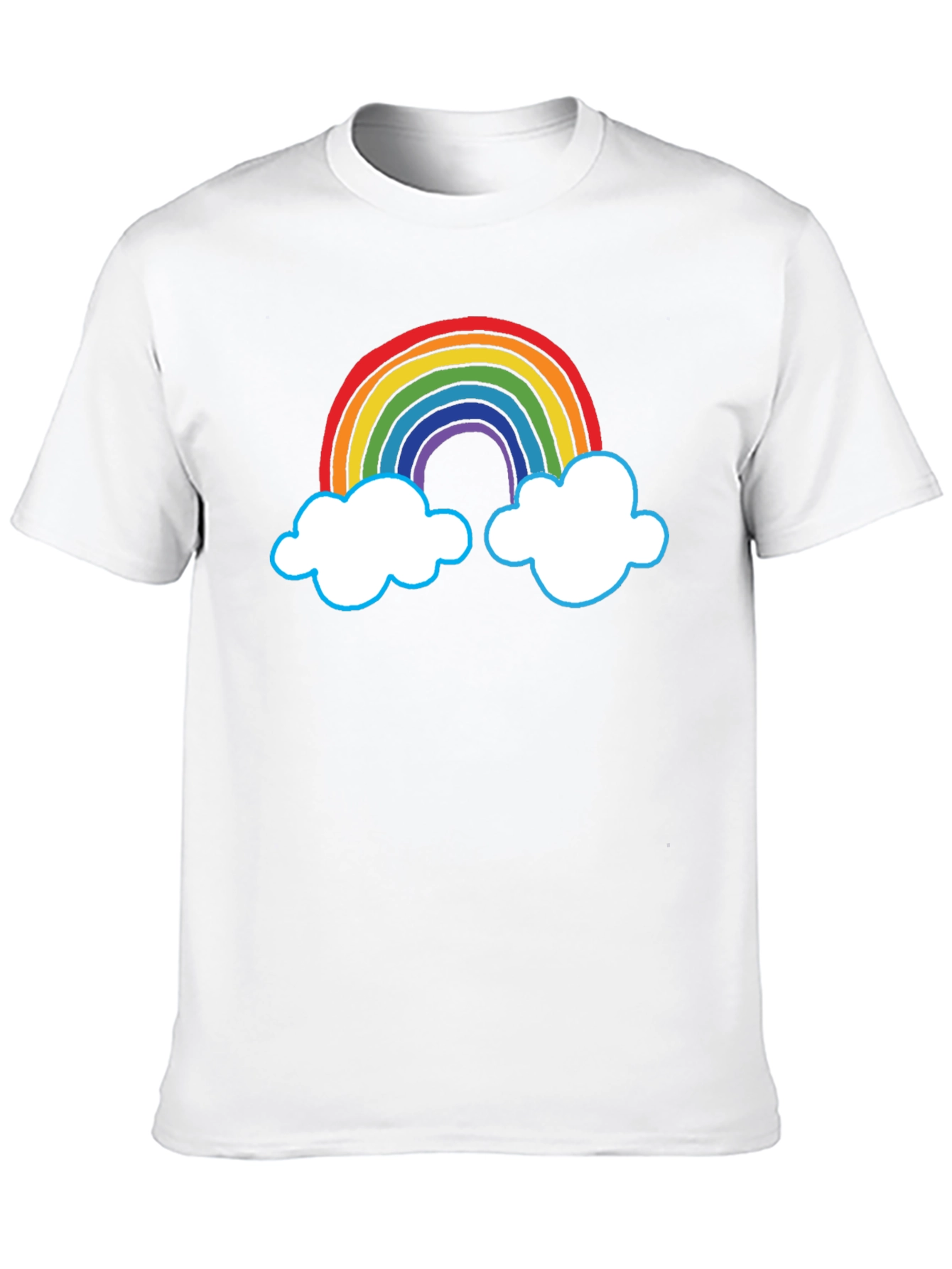 Rainbow Cloud Graphic Tee - Black Cotton T-Shirt