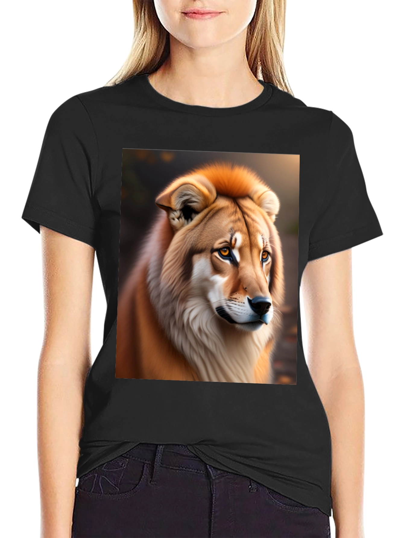 Lion-Wolf Hybrid Graphic T-Shirt - Unique Design