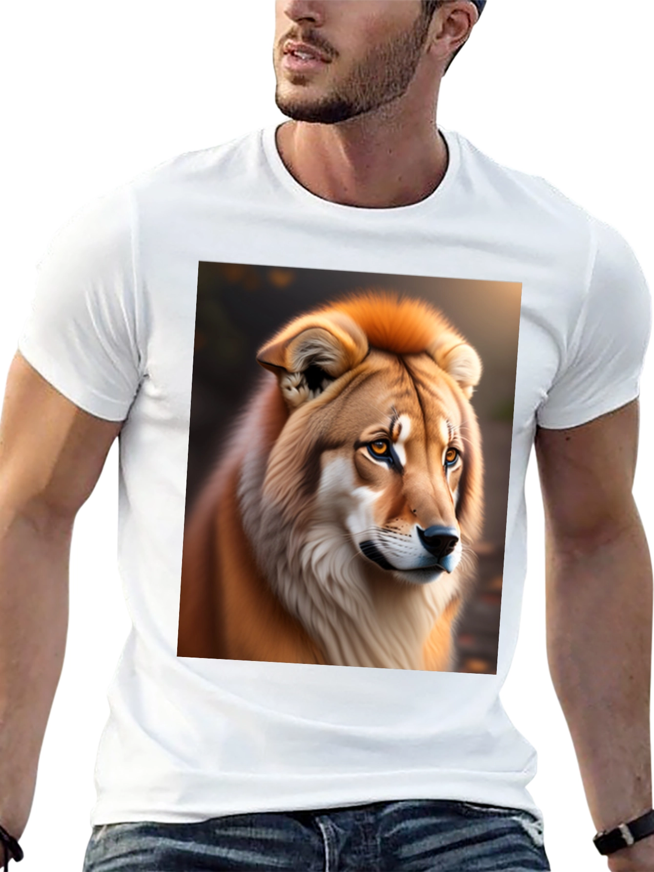 Lion-Wolf Hybrid Graphic T-Shirt - Unique Design