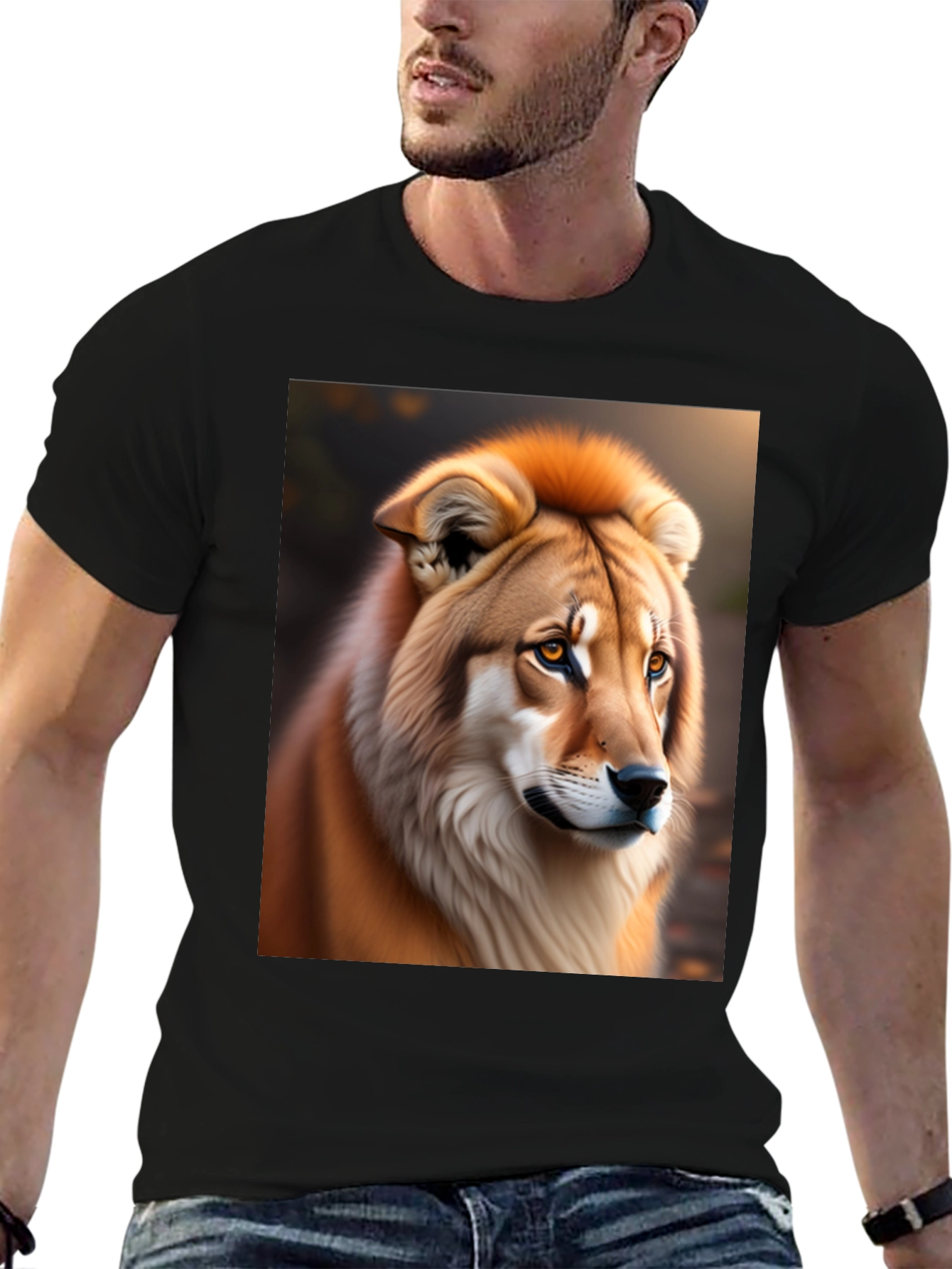 Lion-Wolf Hybrid Graphic T-Shirt - Unique Design