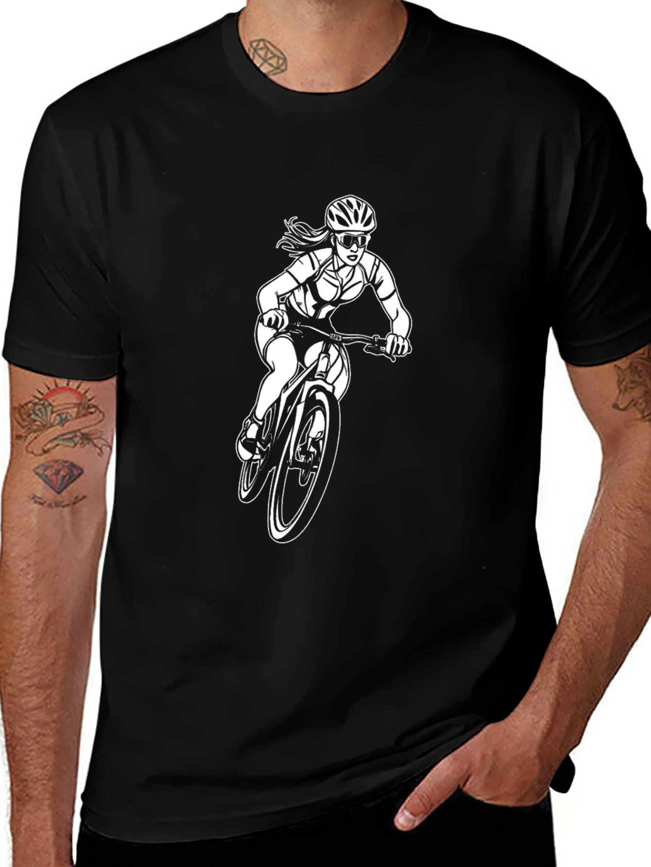 Womens Mountain Bike T-Shirt - Black Cotton Tee