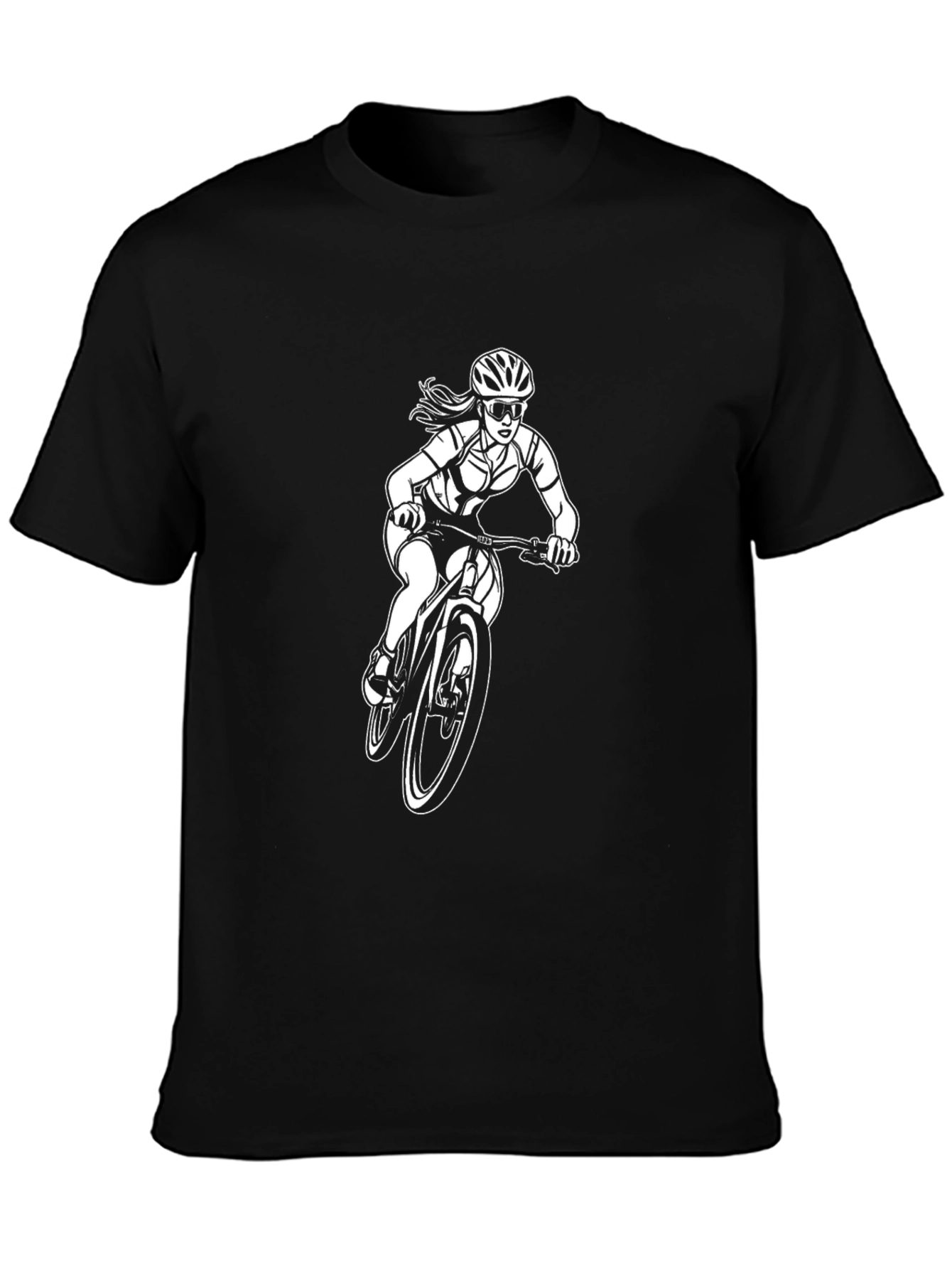 Womens Mountain Bike T-Shirt - Black Cotton Tee