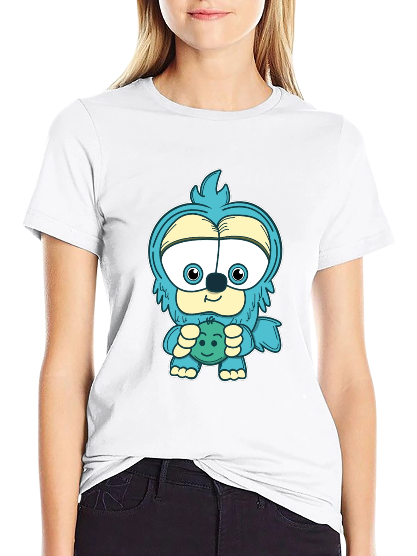 Cartoon Monster Graphic Tee - Black
