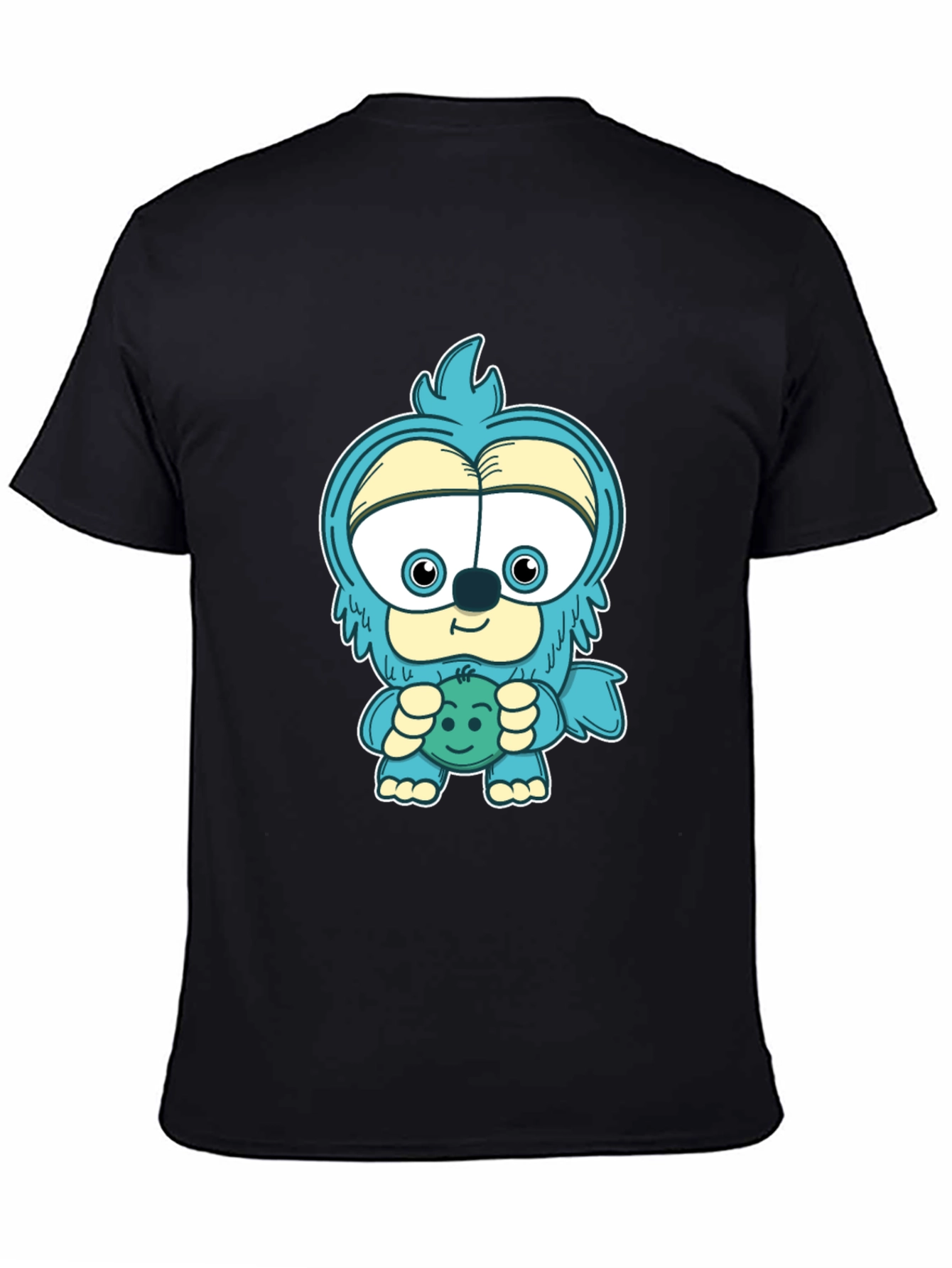 Cartoon Monster Graphic Tee - Black