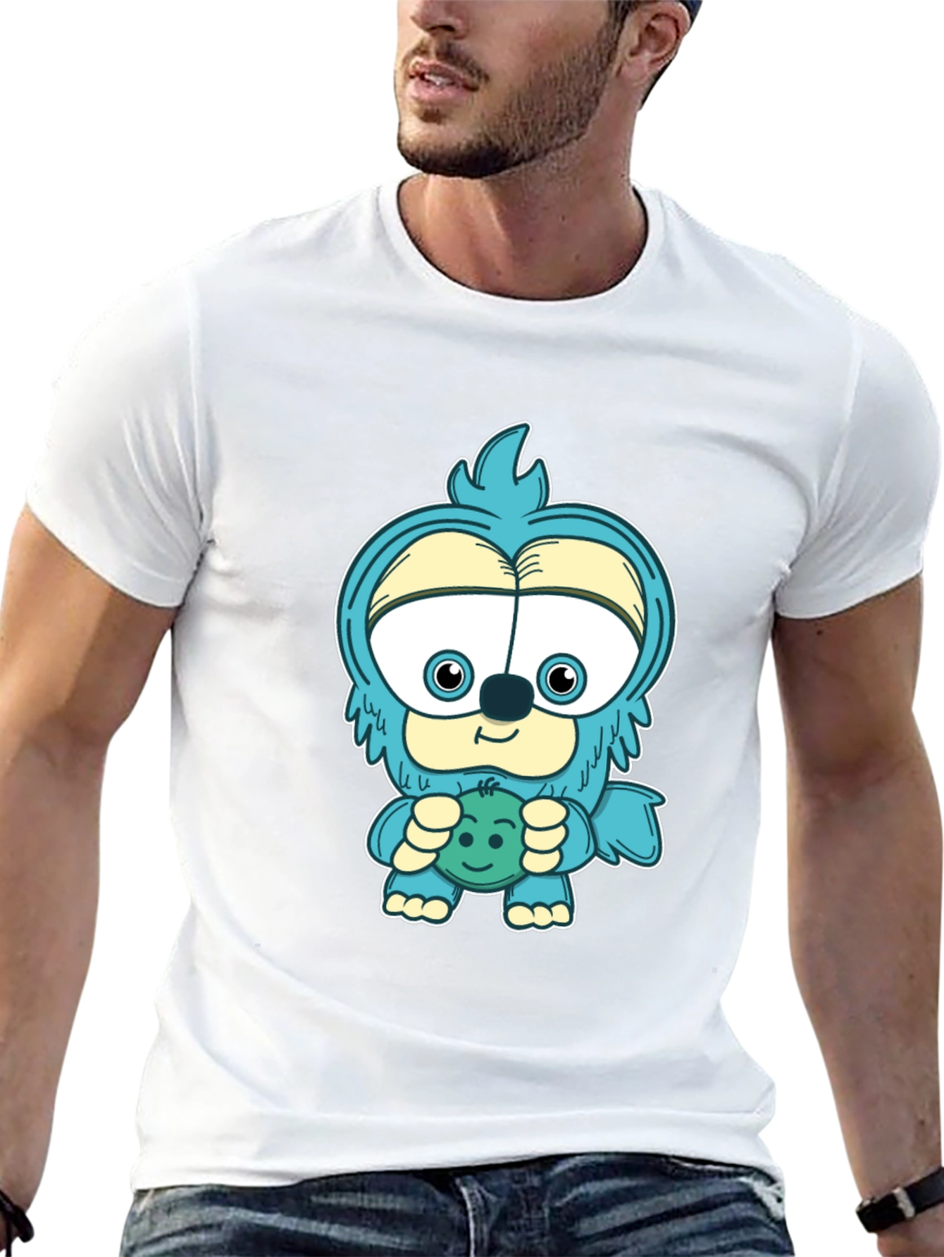 Cartoon Monster Graphic Tee - Black