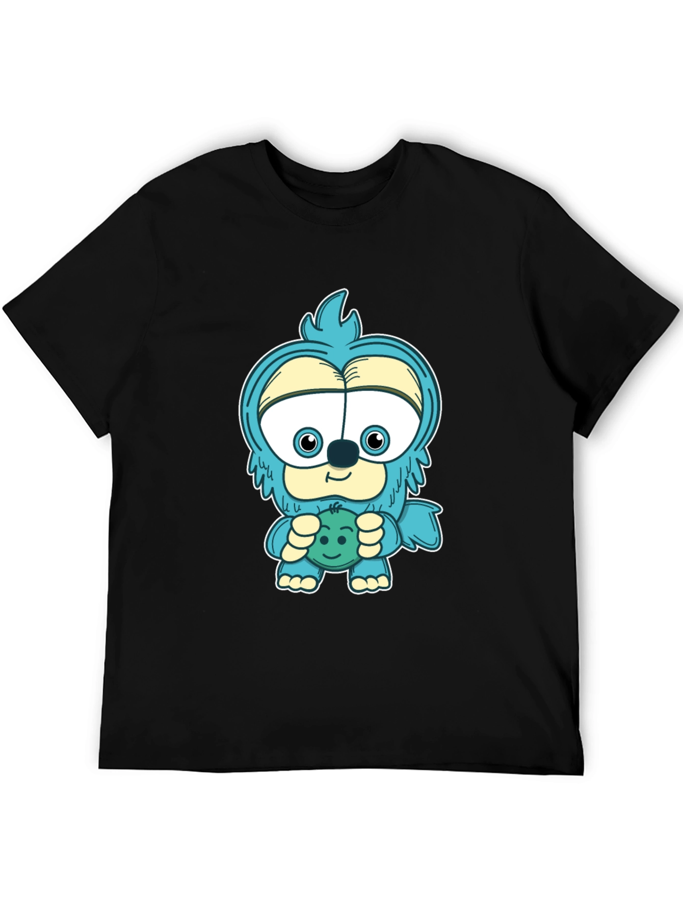 Cartoon Monster Graphic Tee - Black