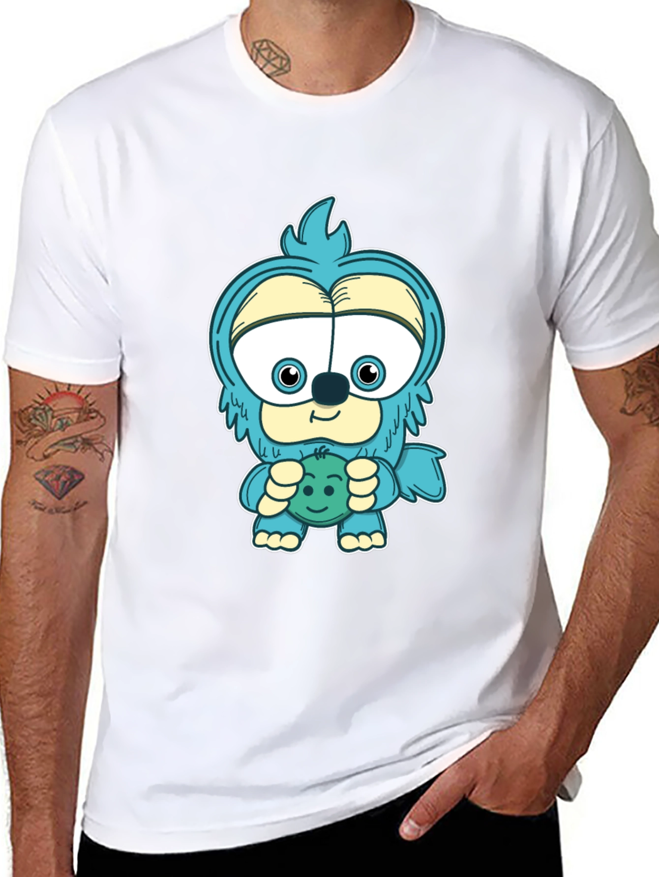 Cartoon Monster Graphic Tee - Black