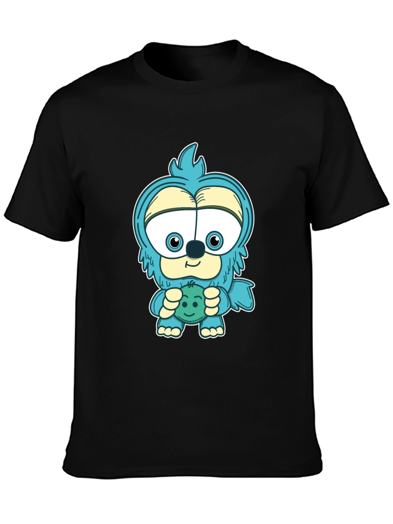 Cartoon Monster Graphic Tee - Black