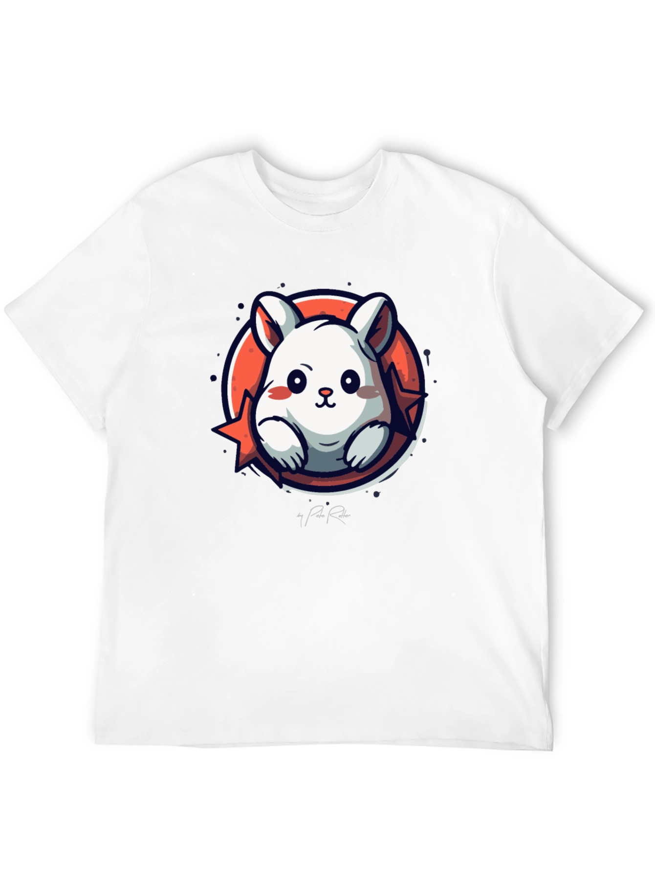Cute Cartoon Rabbit Graphic Tee - Black