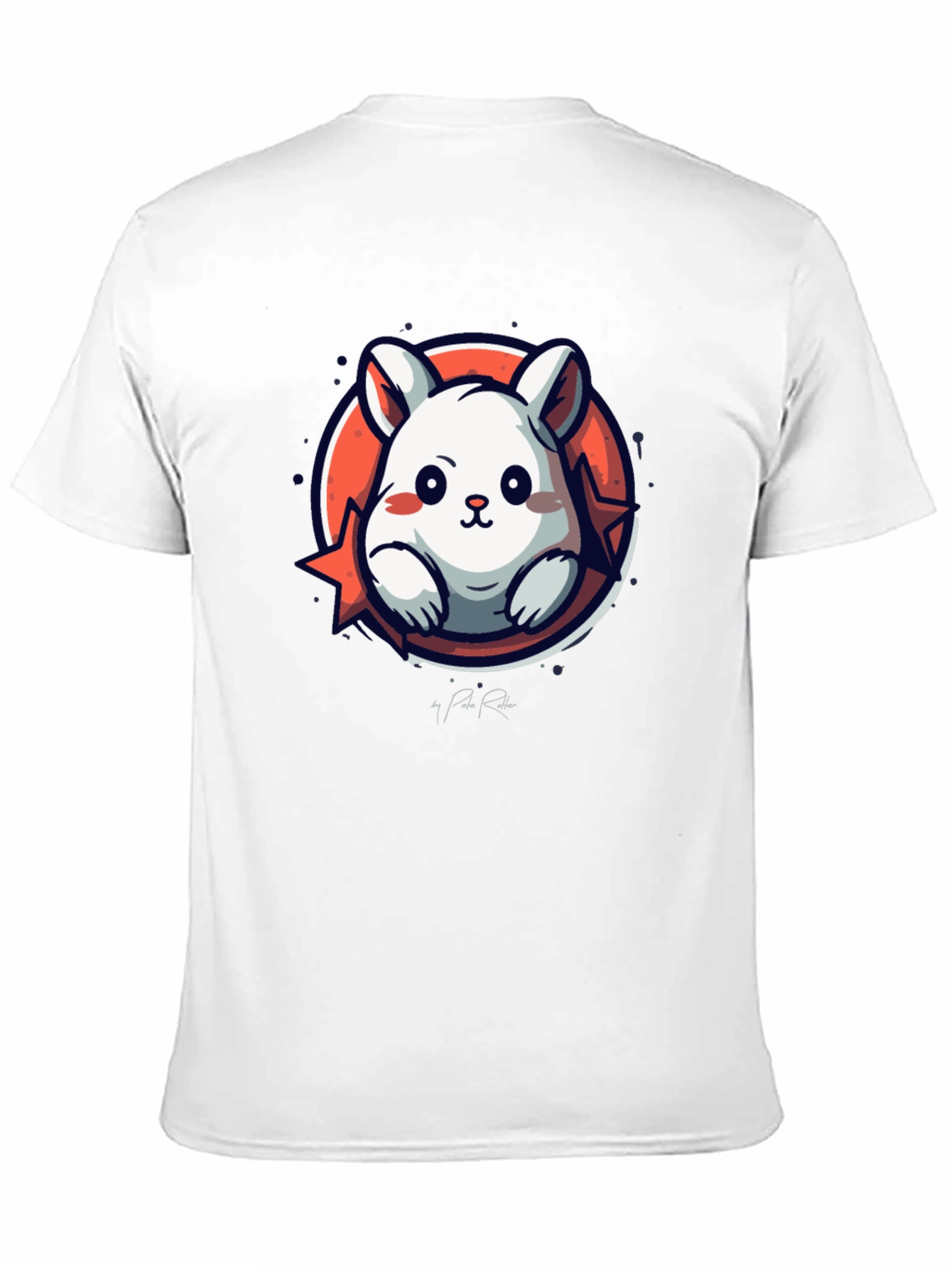 Cute Cartoon Rabbit Graphic Tee - Black