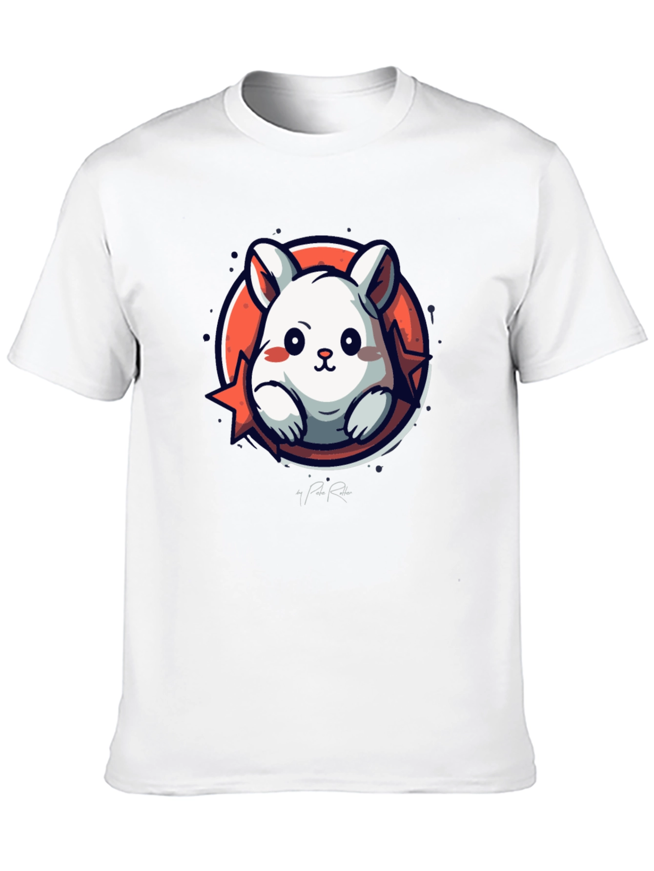 Cute Cartoon Rabbit Graphic Tee - Black