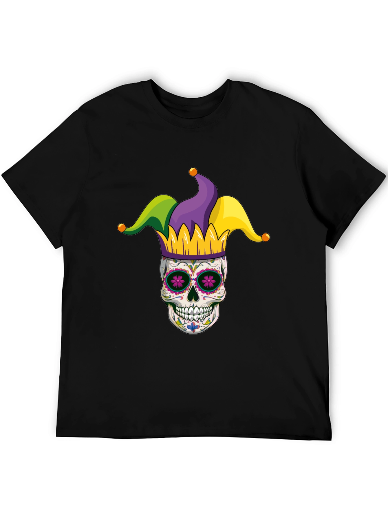 Mardi Gras Skull T-Shirt - Jester Sugar Skull Tee