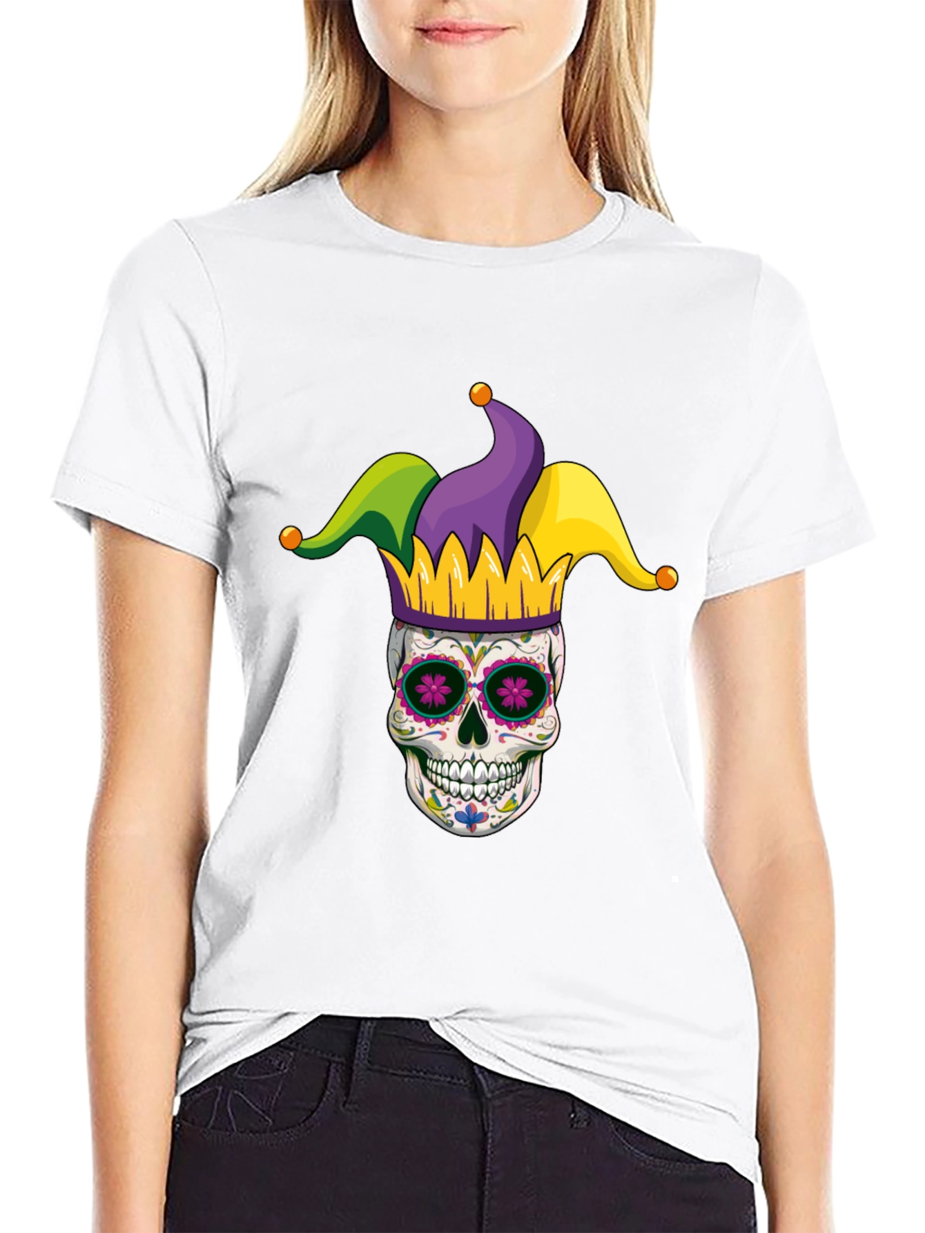 Mardi Gras Skull T-Shirt - Jester Sugar Skull Tee