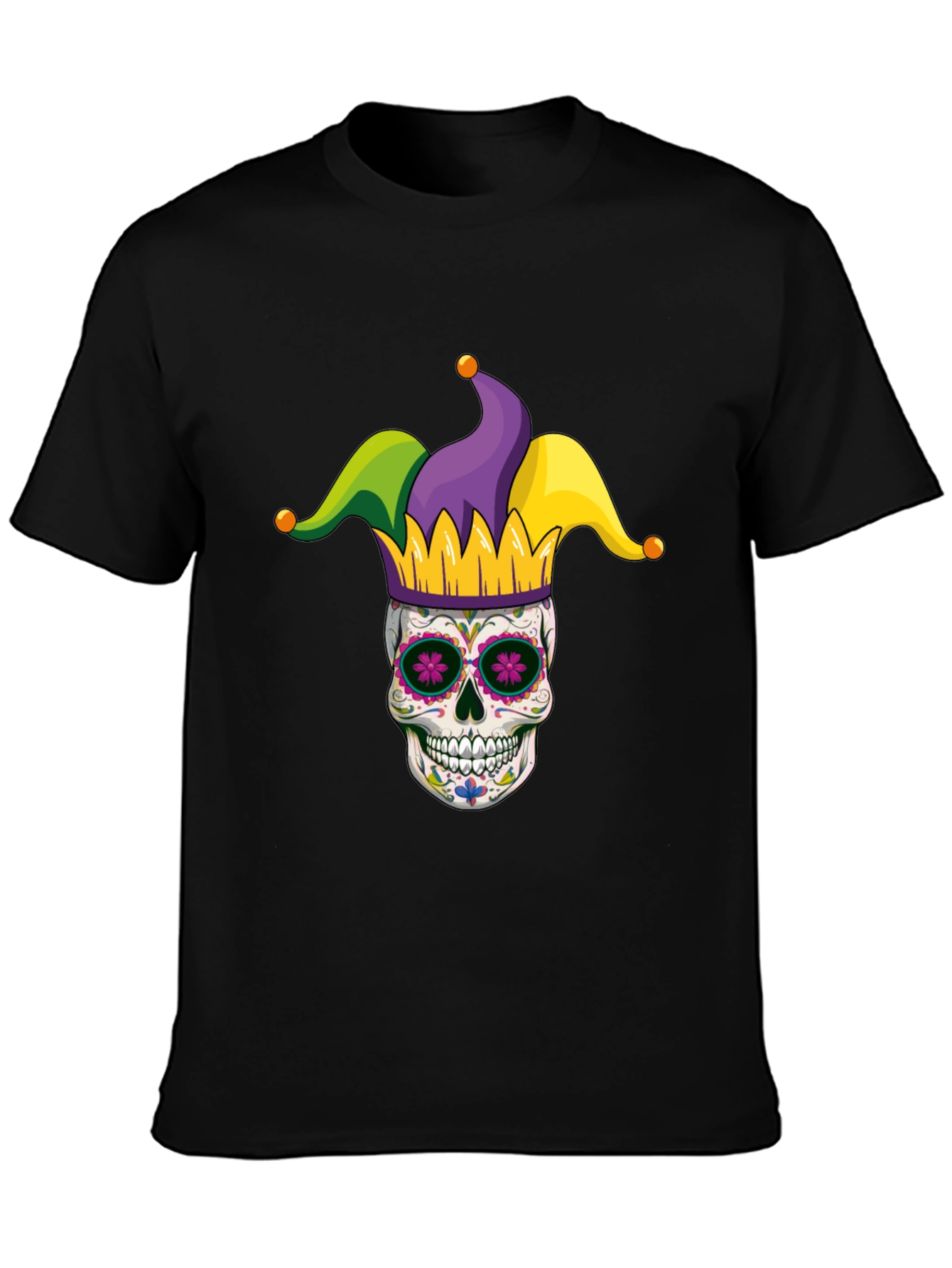 Mardi Gras Skull T-Shirt - Jester Sugar Skull Tee
