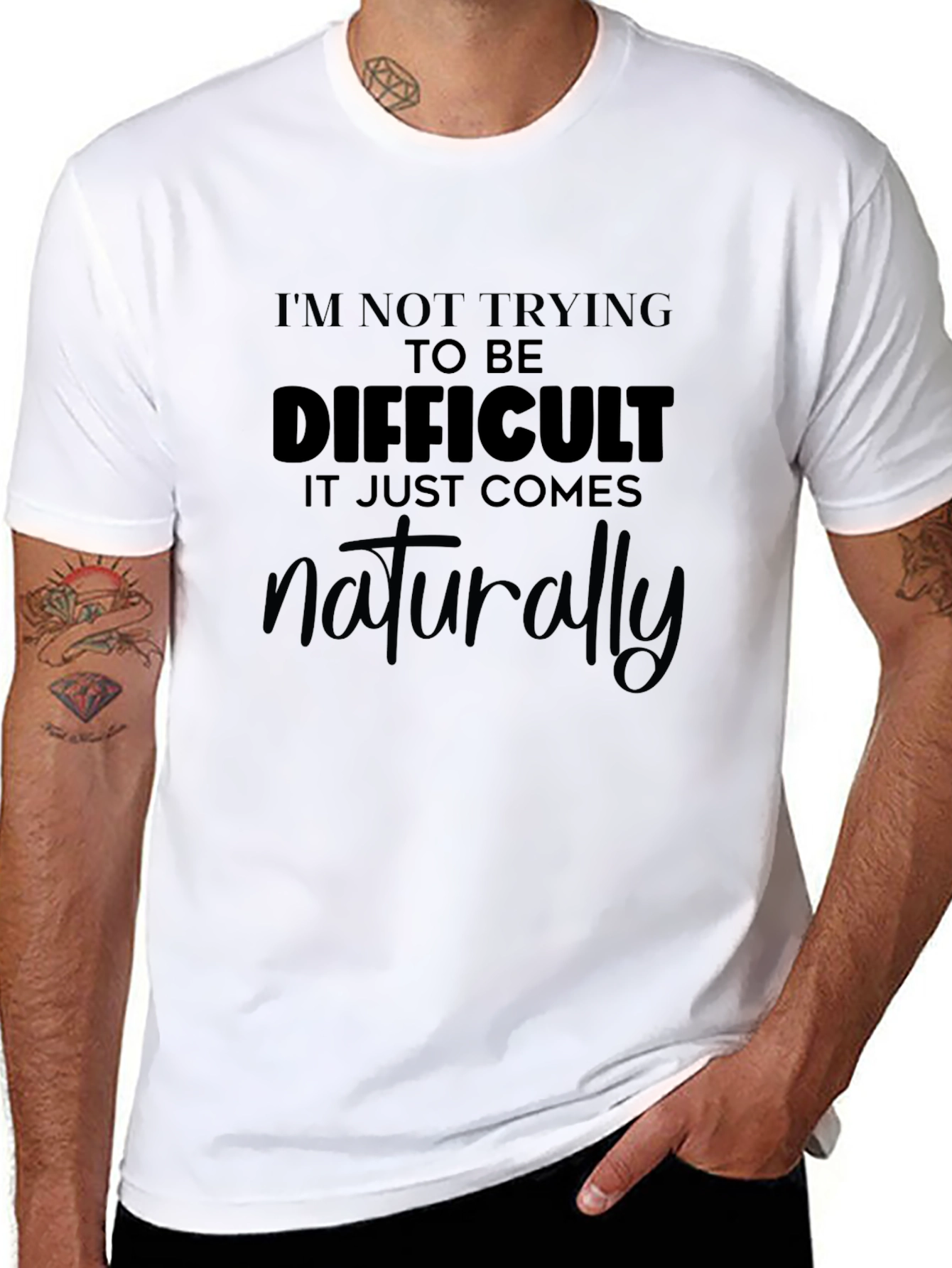Difficult Naturally Black Graphic Tee