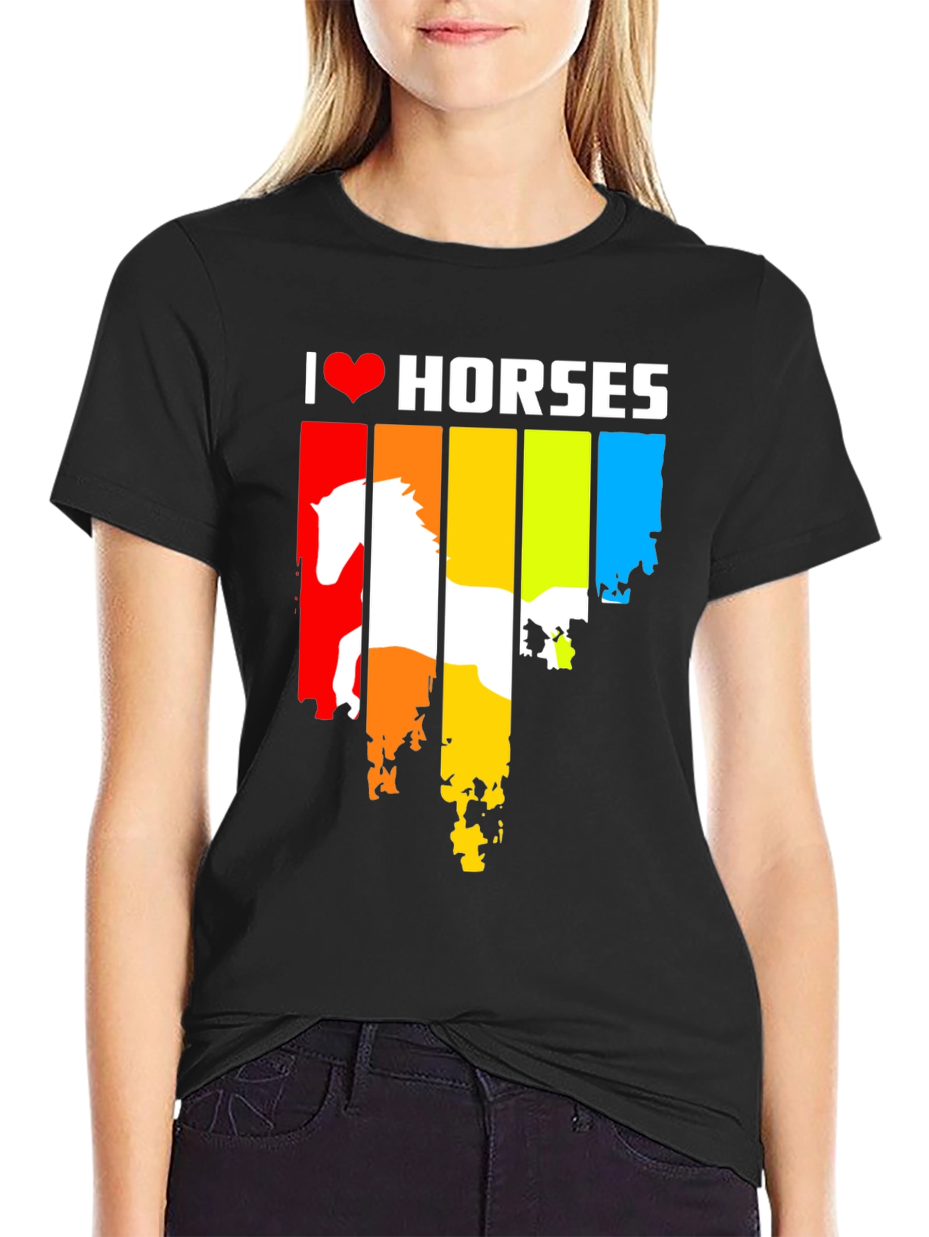 I Love Horses Rainbow Graphic Tee