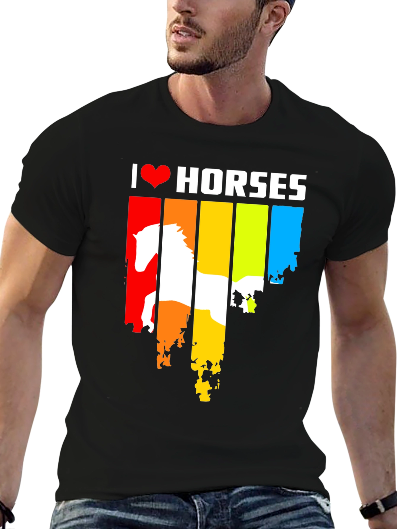 I Love Horses Rainbow Graphic Tee