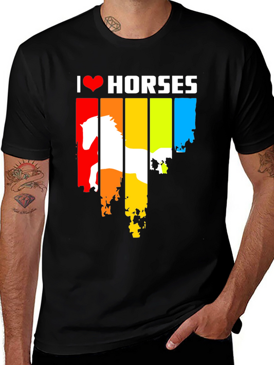 I Love Horses Rainbow Graphic Tee