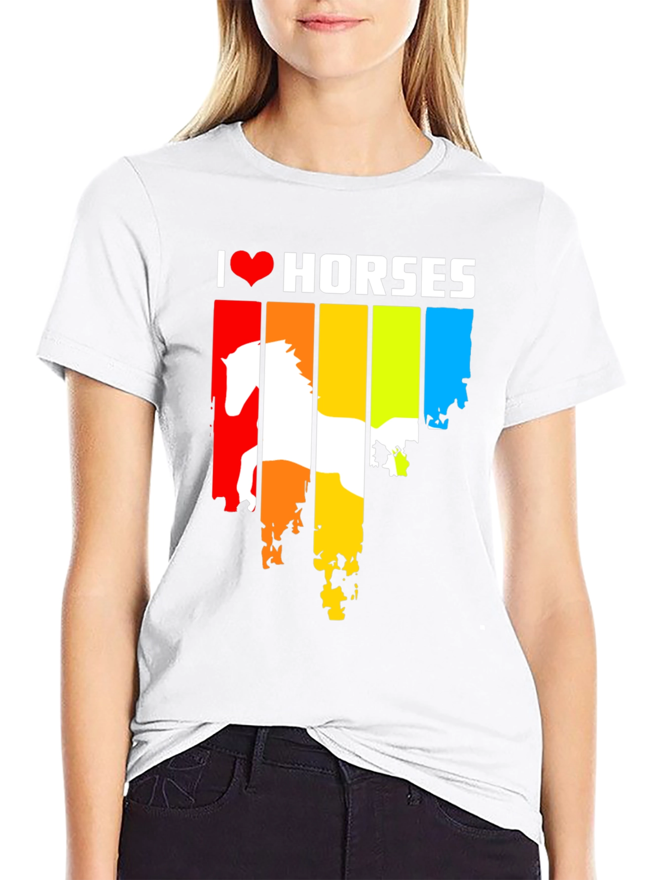 I Love Horses Rainbow Graphic Tee