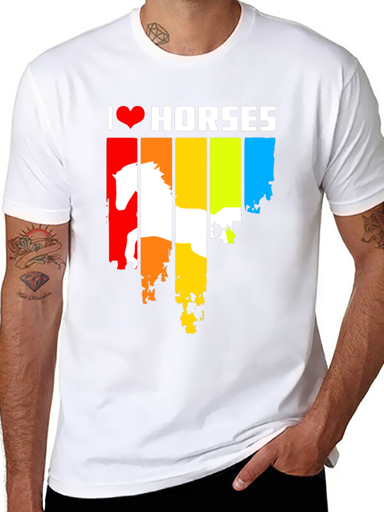 I Love Horses Rainbow Graphic Tee