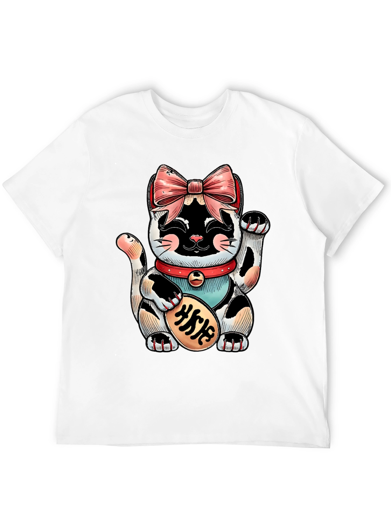 Lucky Cat Graphic Tee - Unisex Black T-Shirt