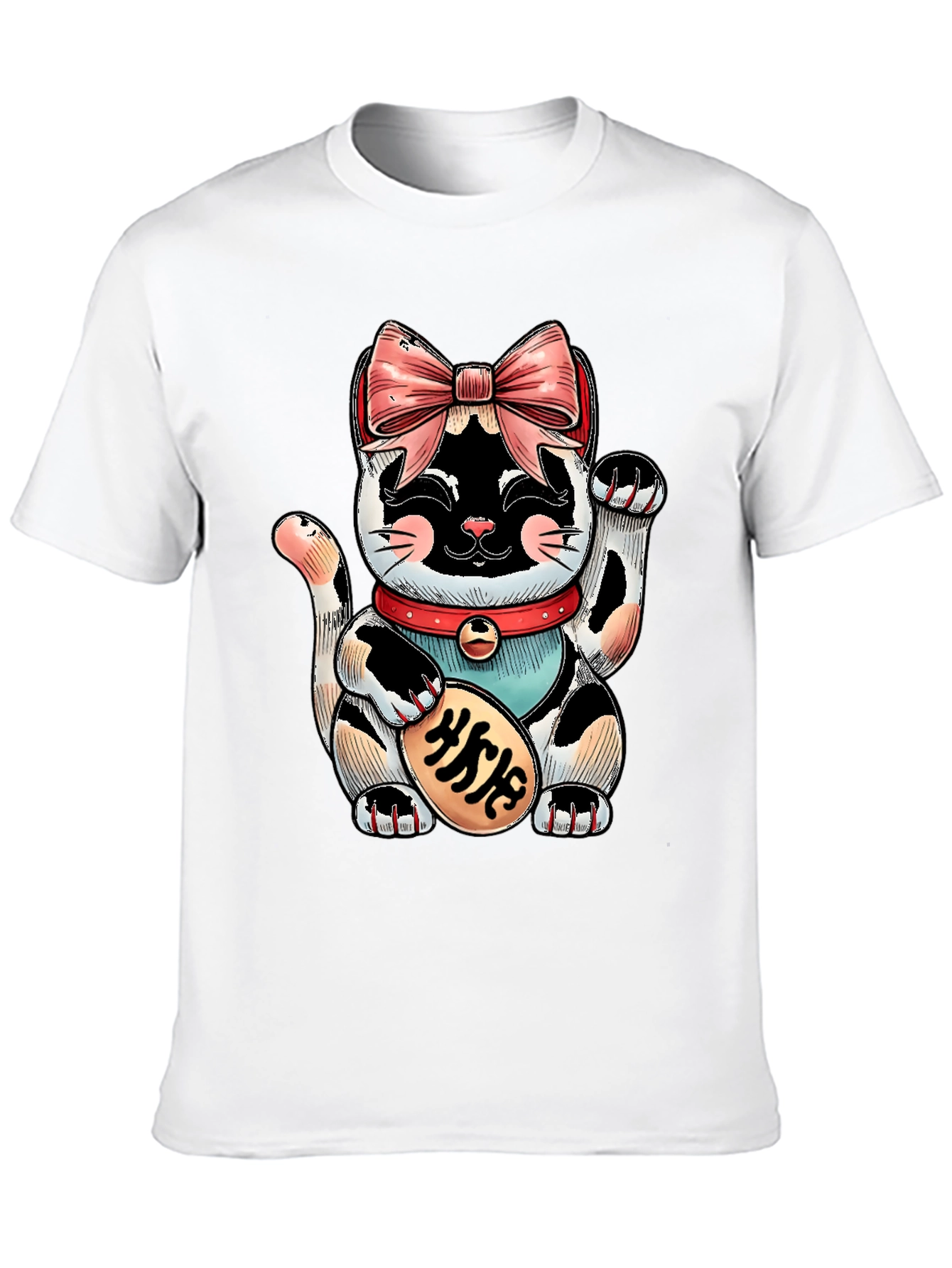 Lucky Cat Graphic Tee - Unisex Black T-Shirt