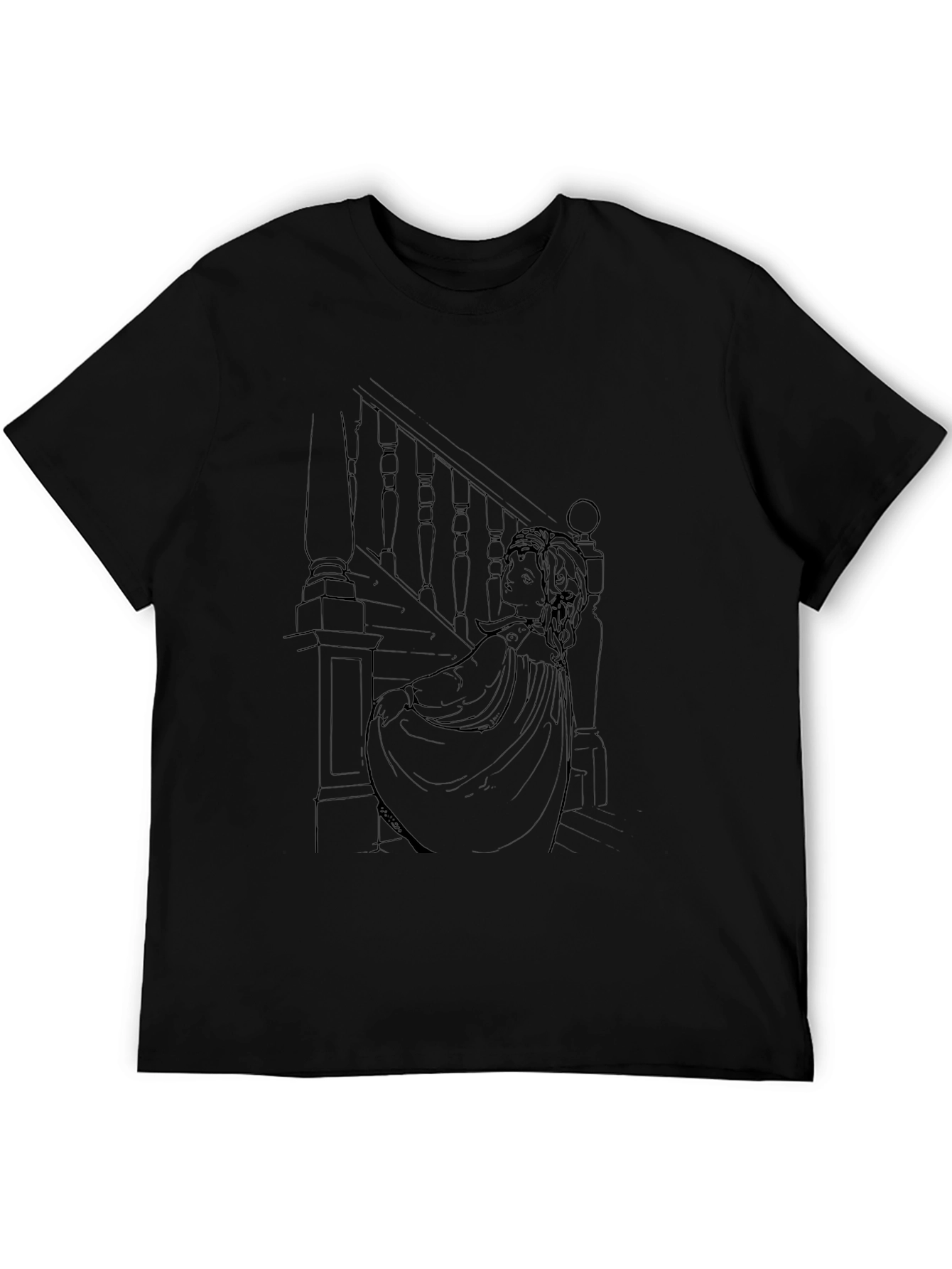 Ethereal Staircase Graphic Tee - Stylish Black T-Shirt