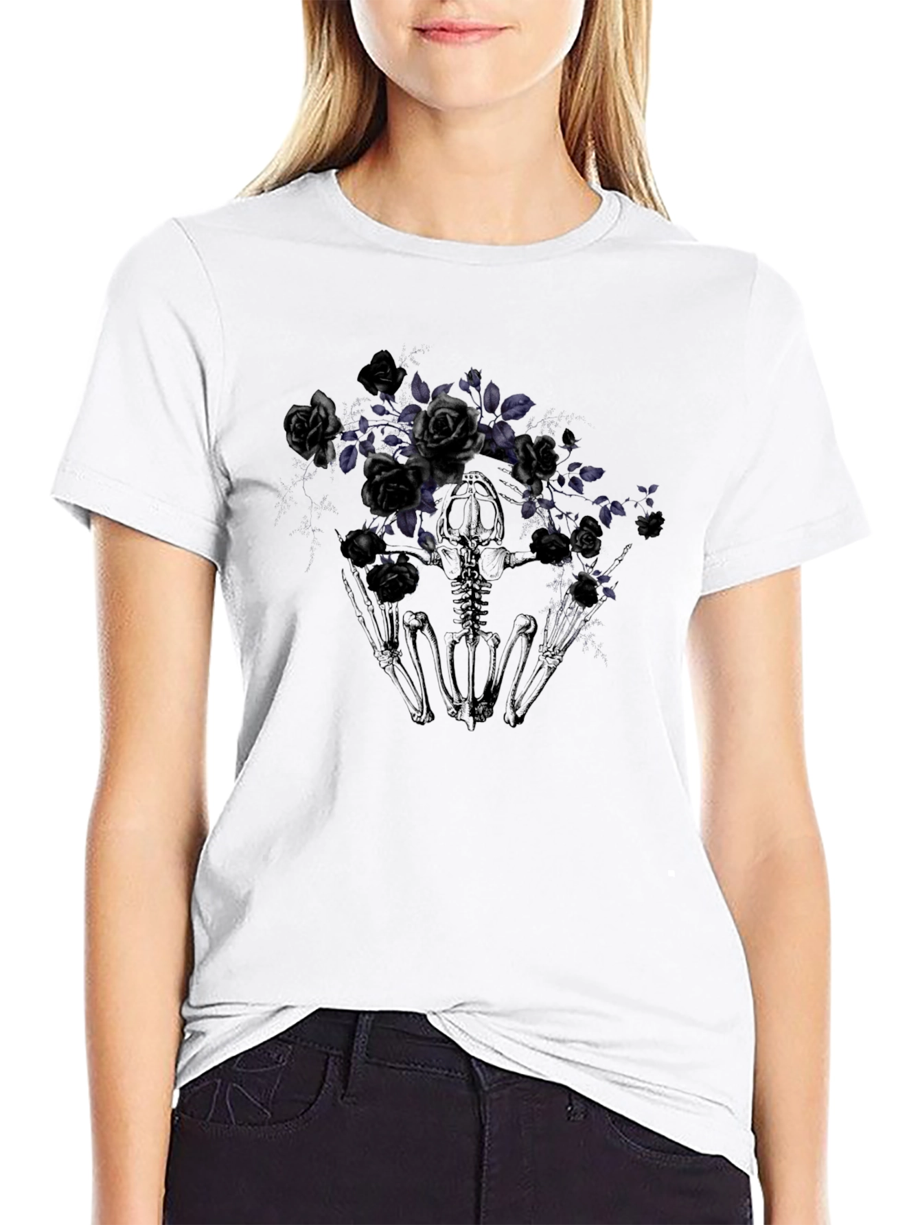 Gothic Floral Skeleton T-Shirt