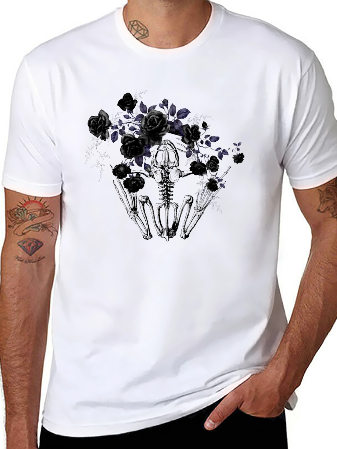 Gothic Floral Skeleton T-Shirt