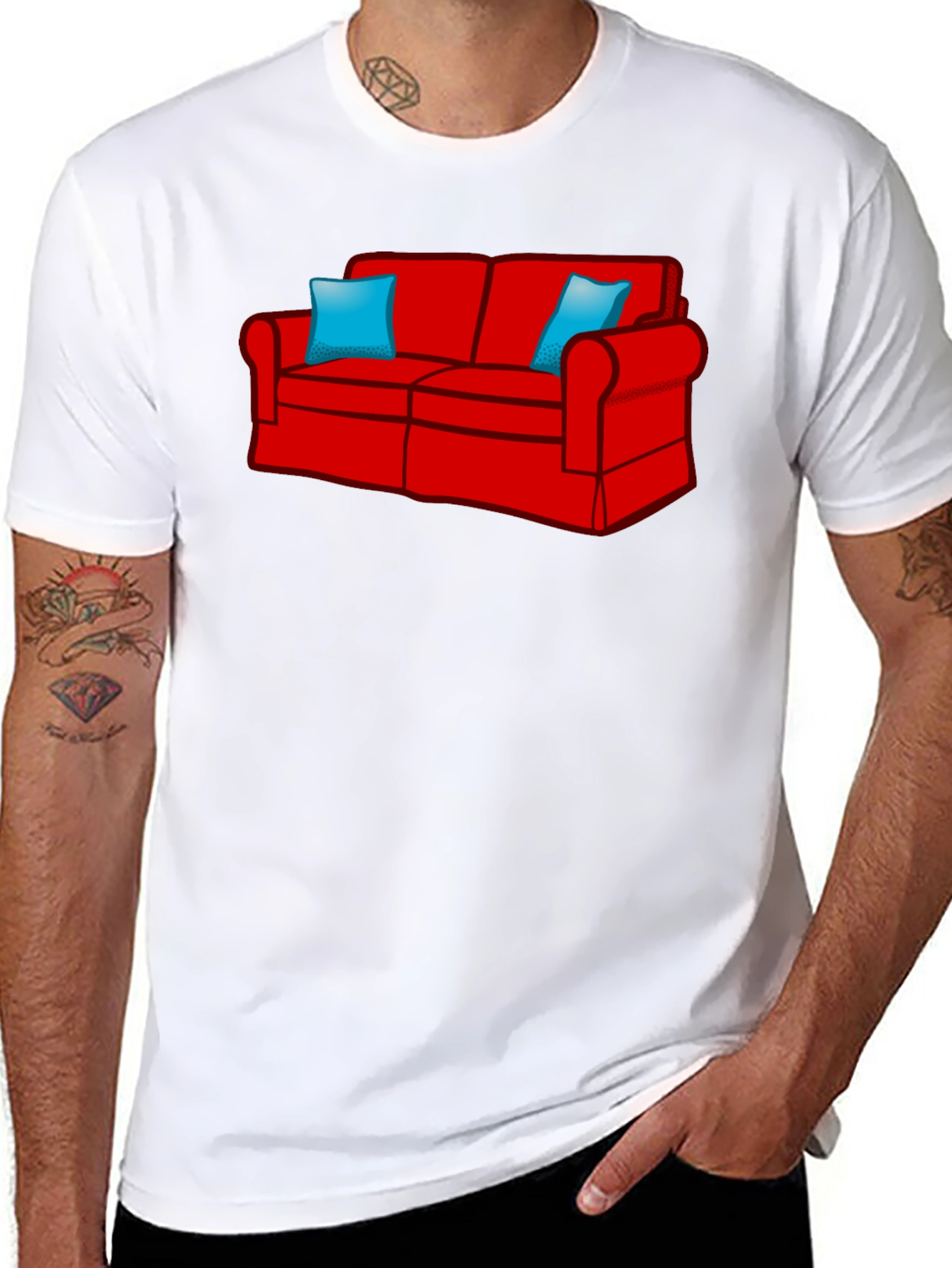 Novelty Couch Graphic Tee - Comfy Style