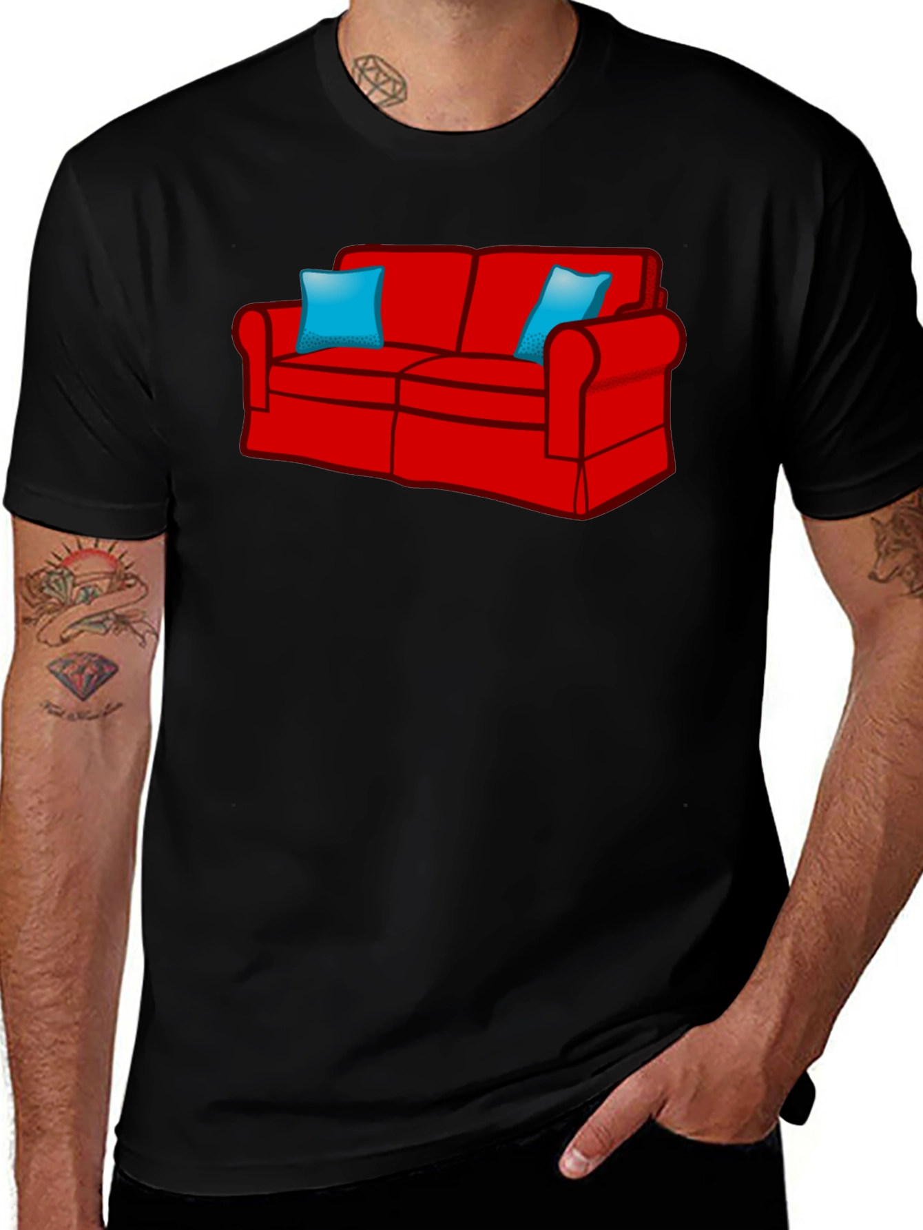 Novelty Couch Graphic Tee - Comfy Style