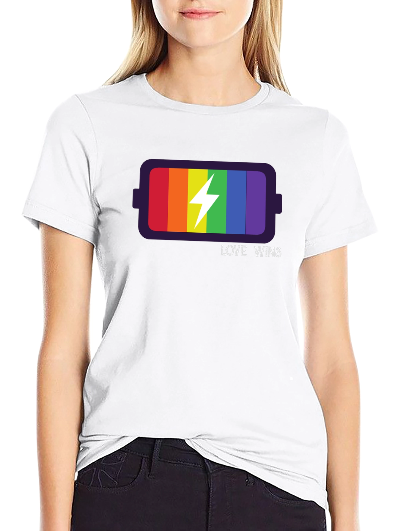 Love Wins LGBT Pride Rainbow Battery T-Shirt