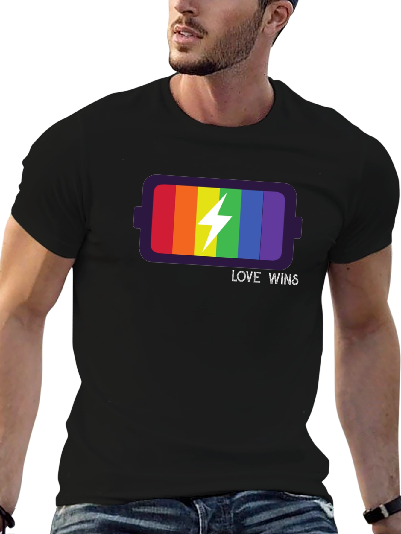 Love Wins LGBT Pride Rainbow Battery T-Shirt