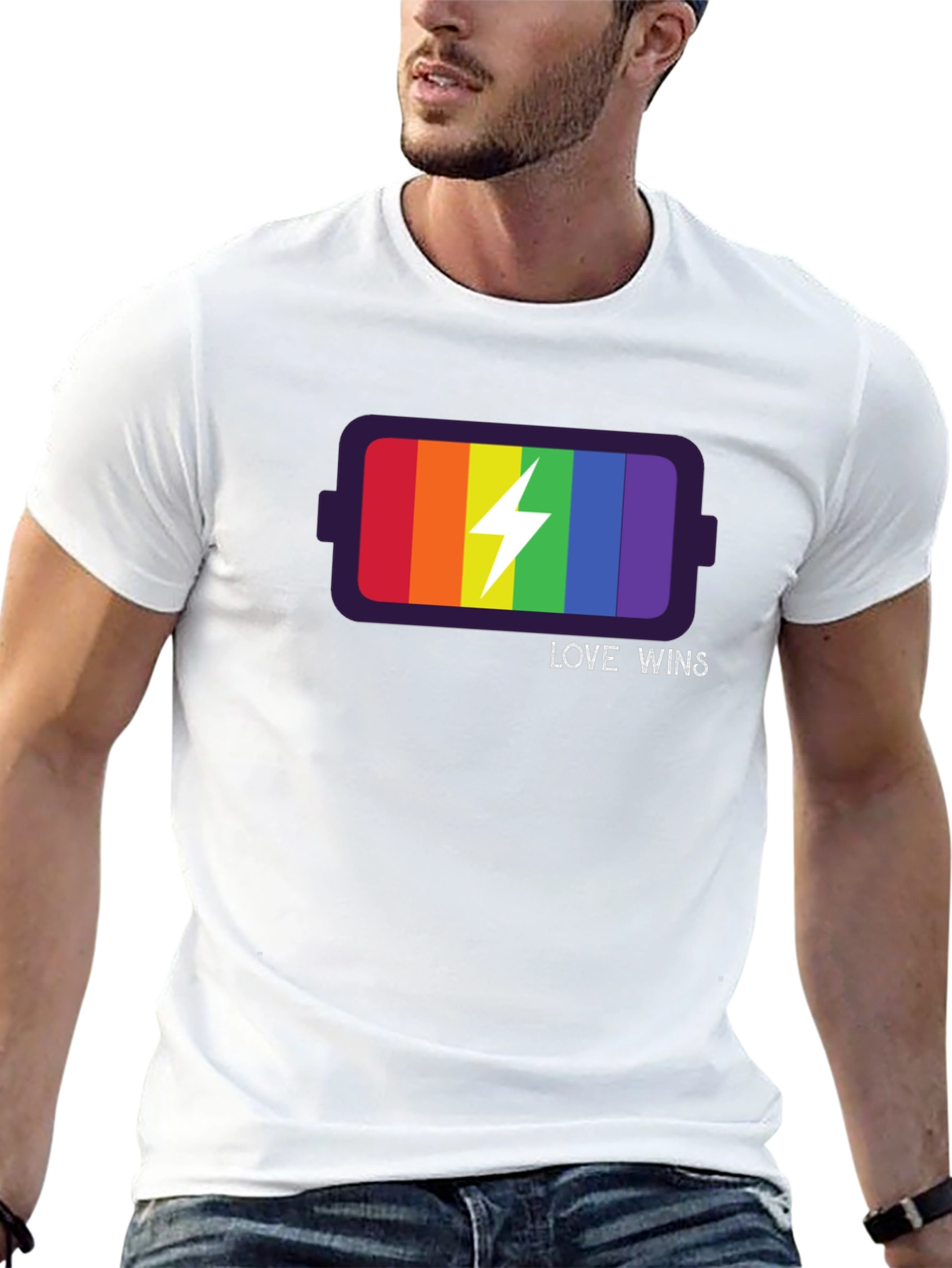 Love Wins LGBT Pride Rainbow Battery T-Shirt