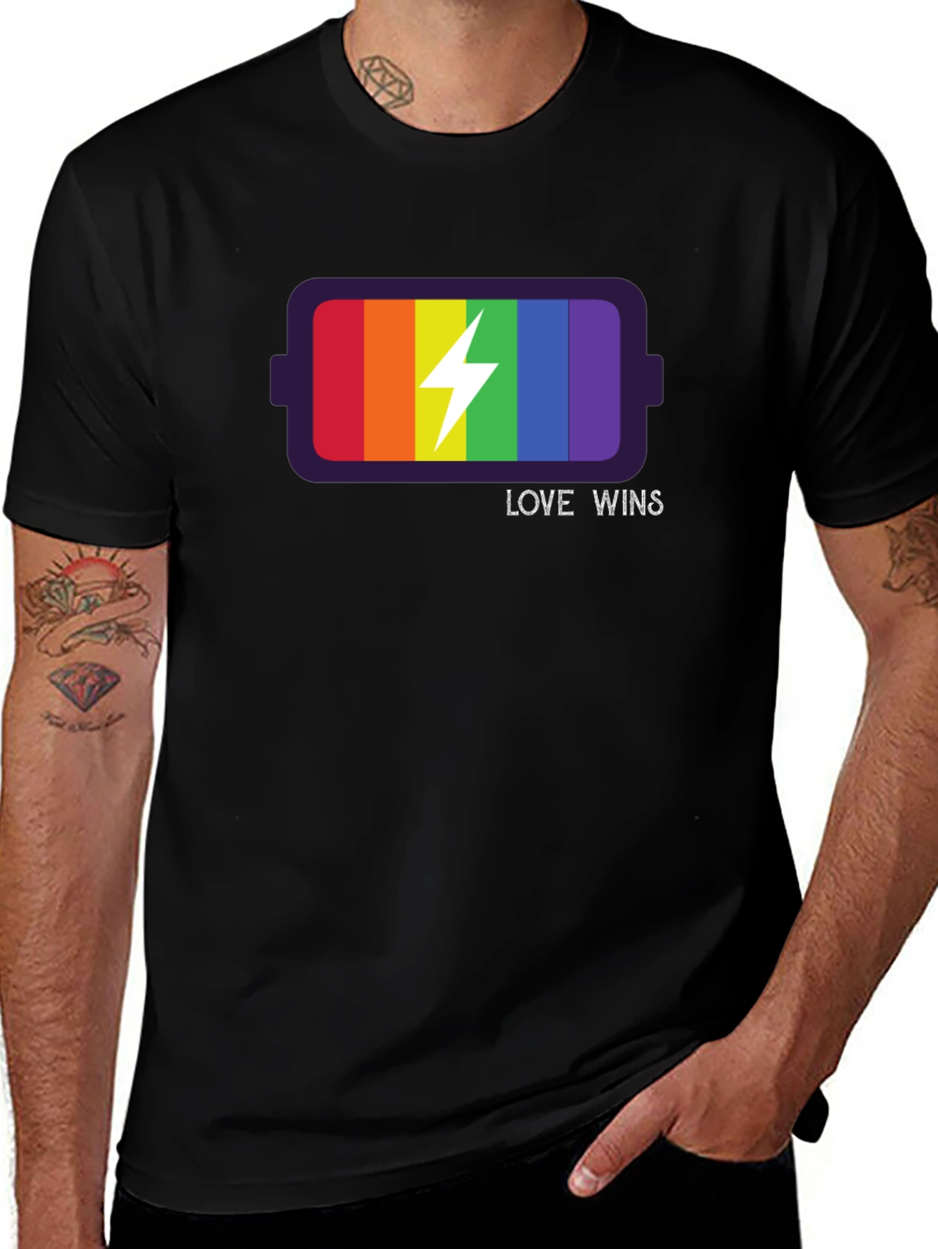 Love Wins LGBT Pride Rainbow Battery T-Shirt
