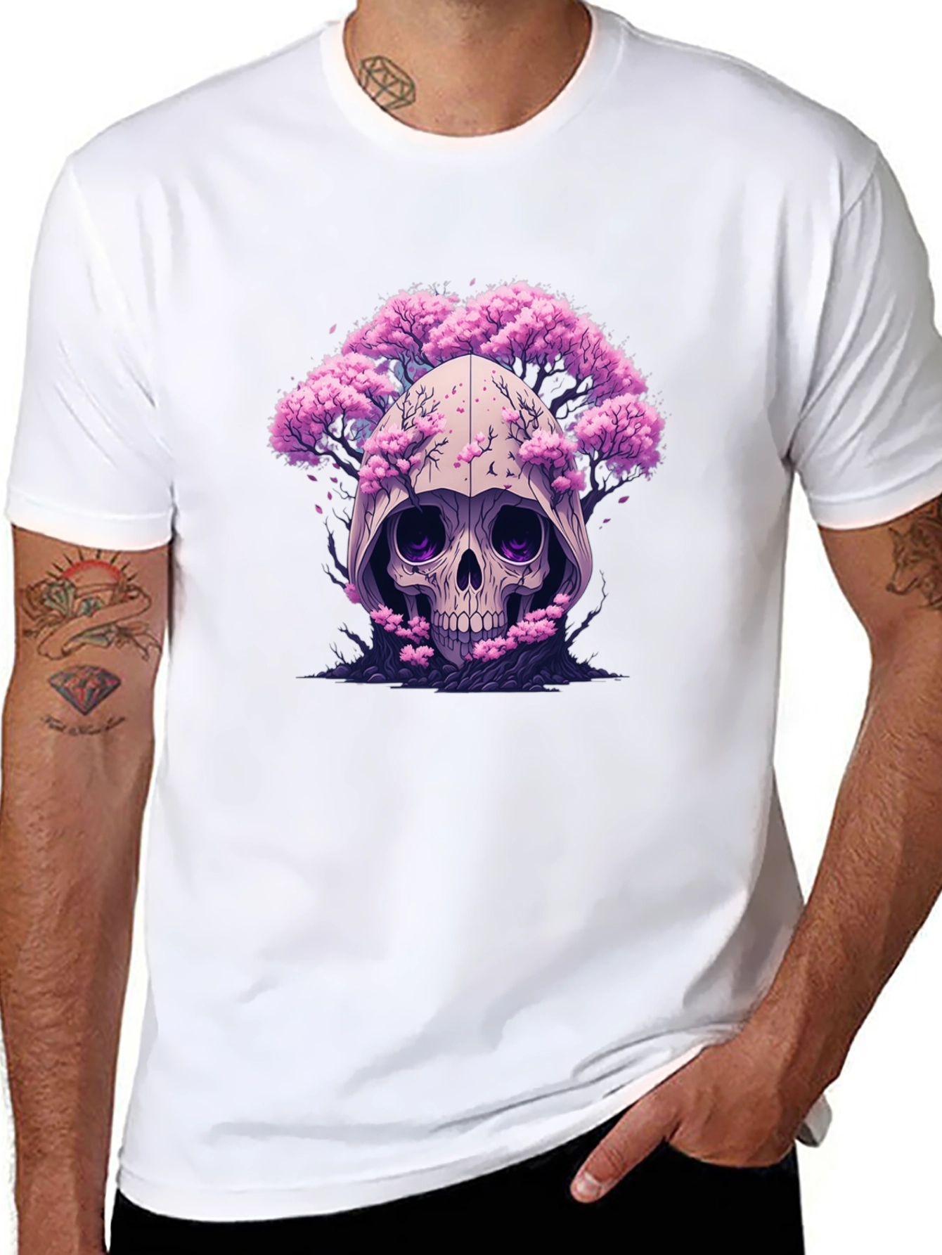 Skull & Cherry Blossom Graphic Tee