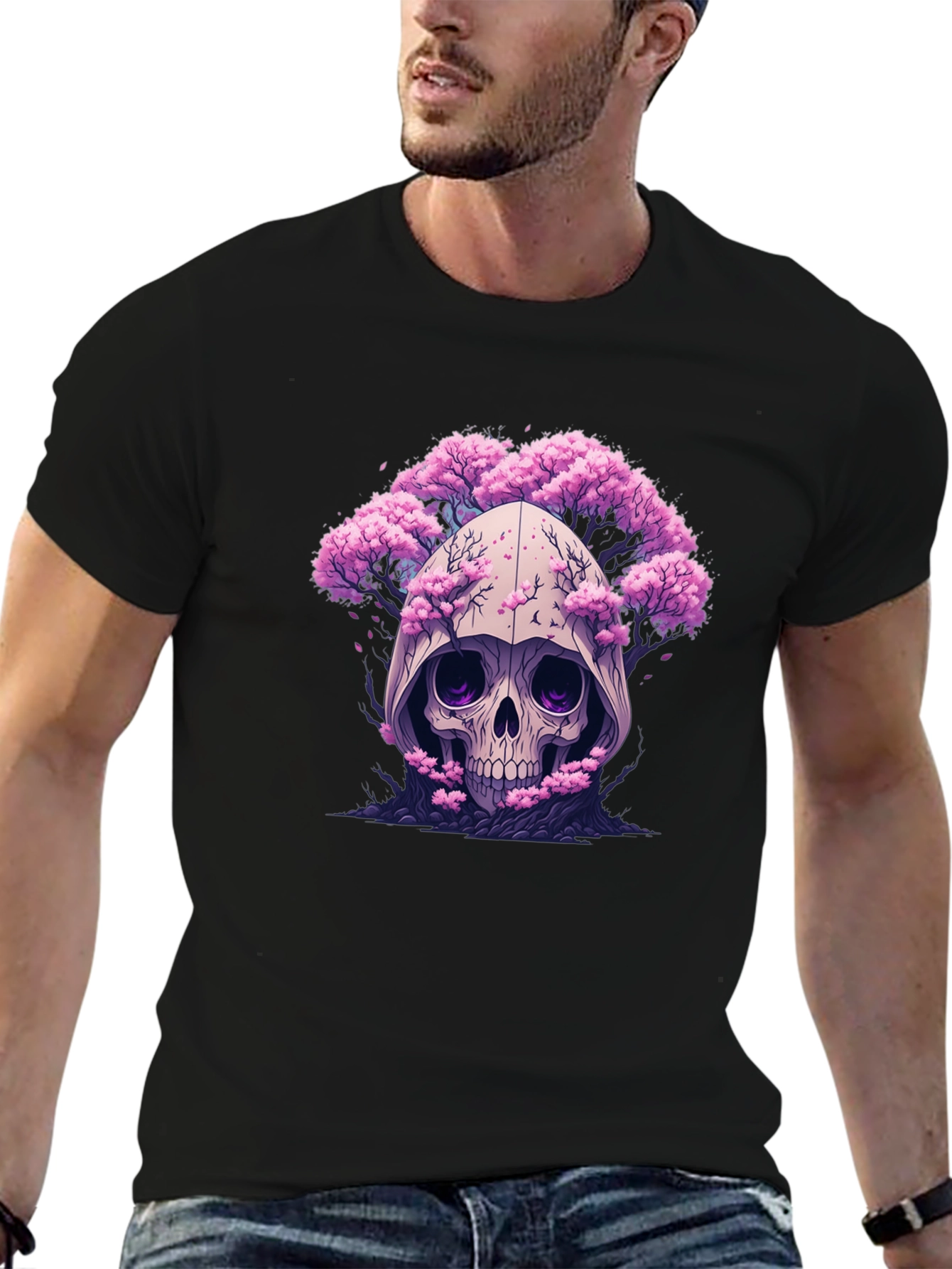 Skull & Cherry Blossom Graphic Tee
