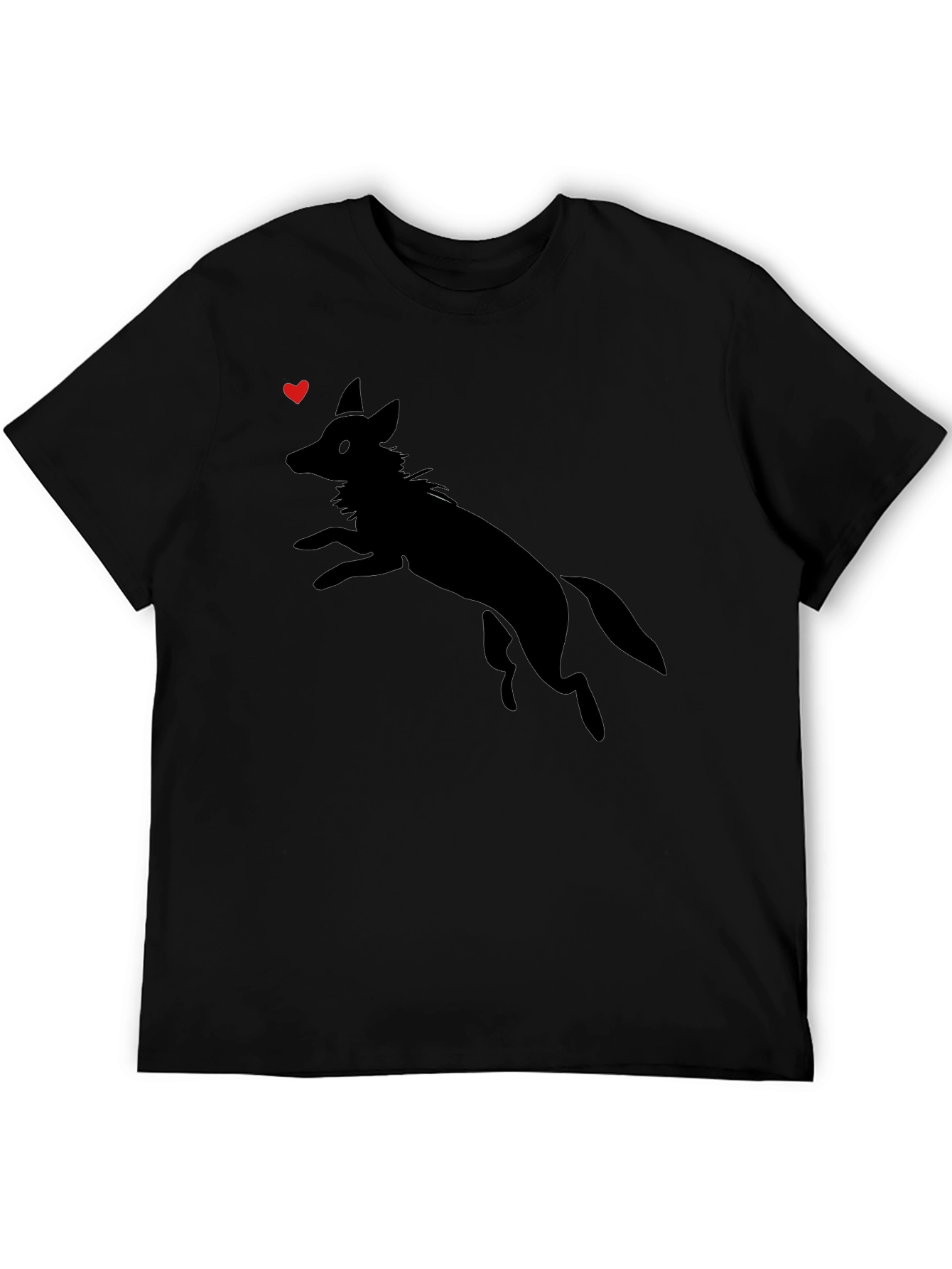Mens Black Graphic Tee - Jumping Fox Design