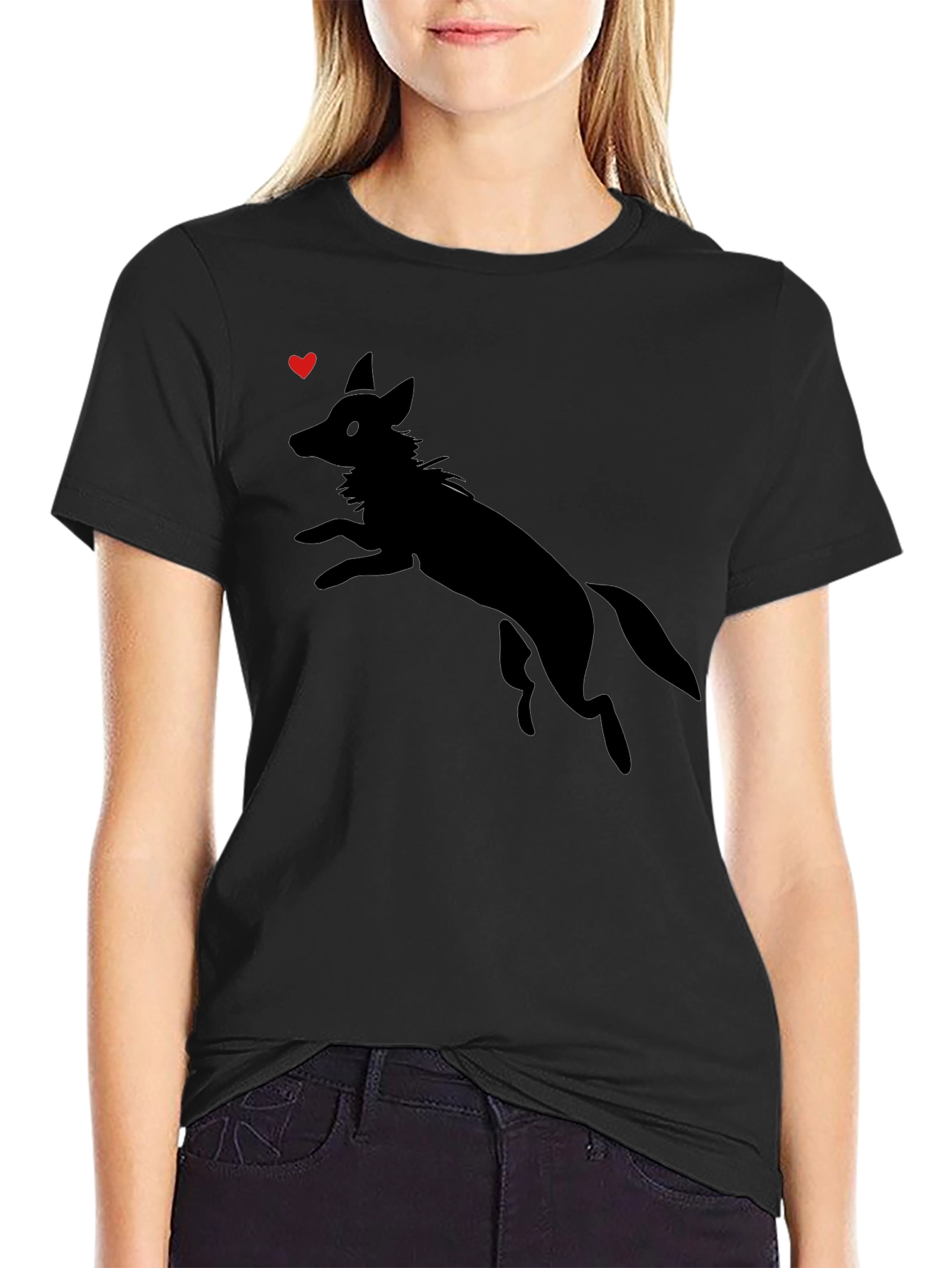 Mens Black Graphic Tee - Jumping Fox Design
