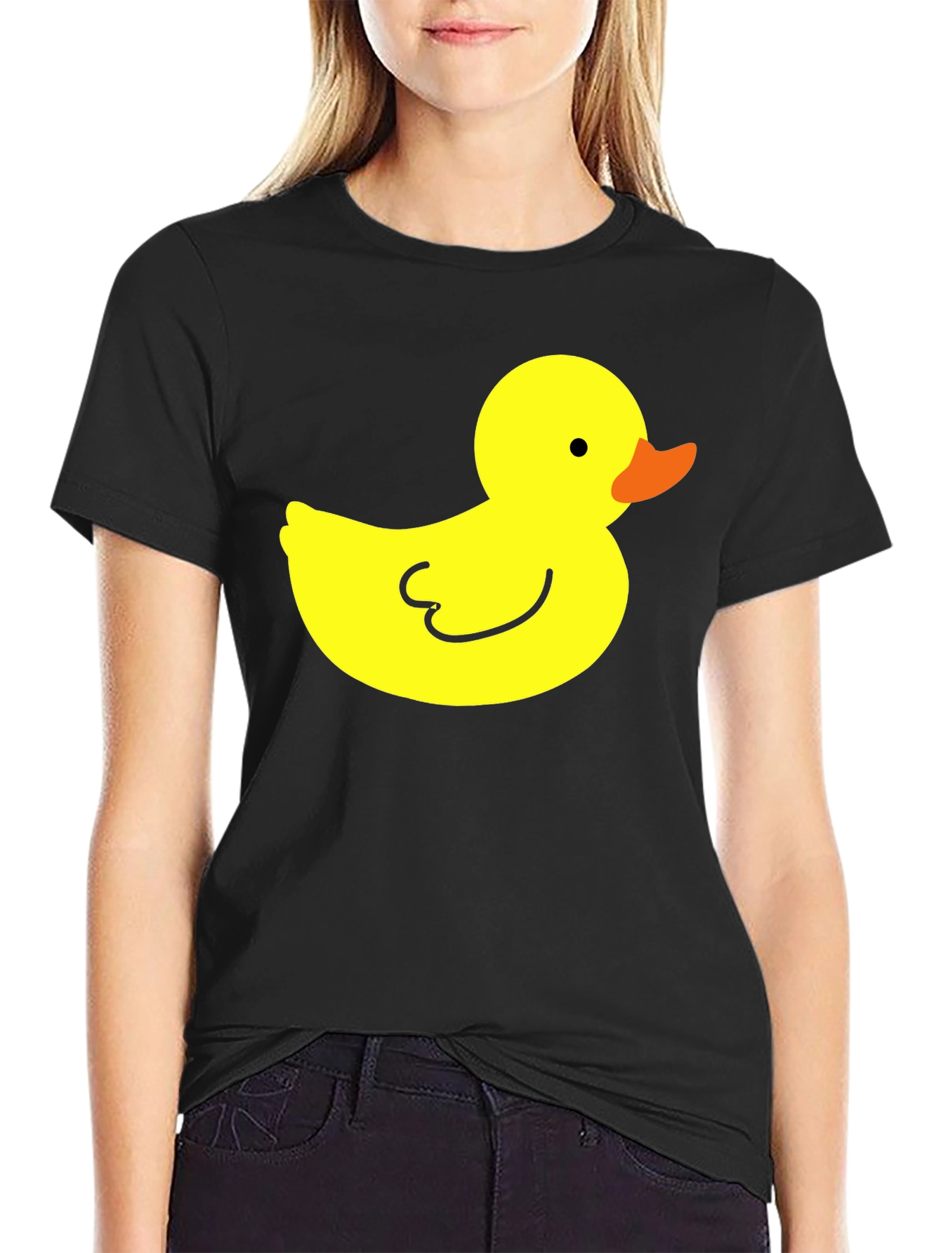 Black T-Shirt with Yellow Duck Graphic
