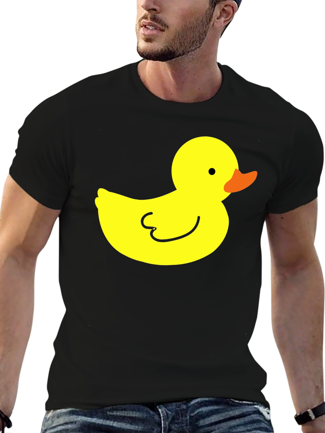 Black T-Shirt with Yellow Duck Graphic