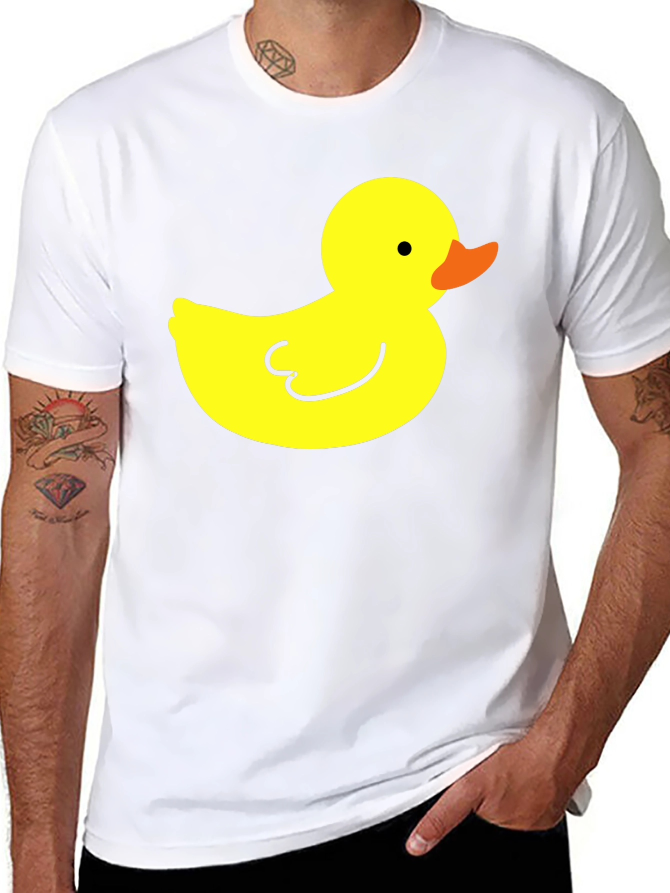 Black T-Shirt with Yellow Duck Graphic
